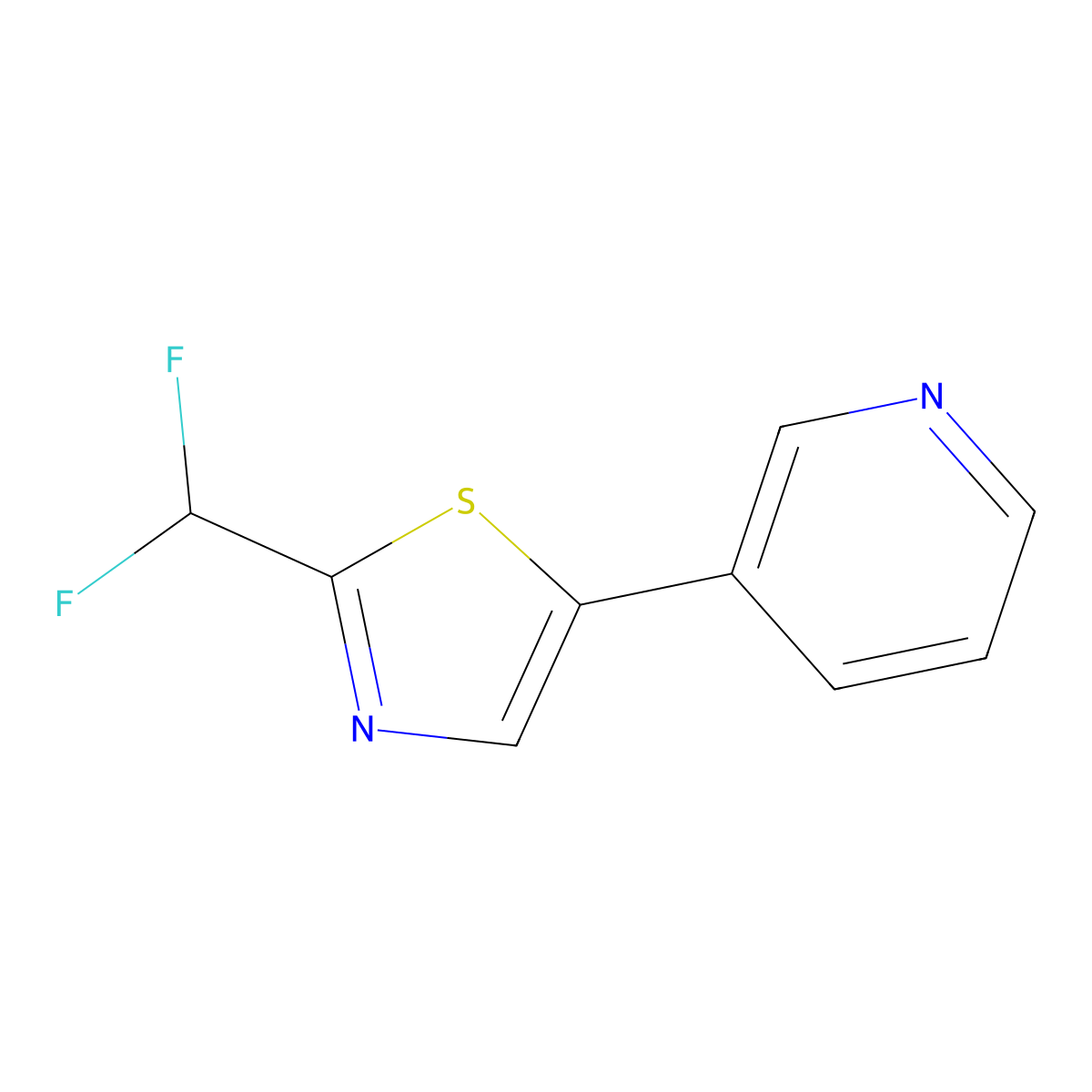 3-[2-(Difluoromethyl)-1,3-thiazol-5-yl]pyridine molecular structure, CAS 2060025-92-3
