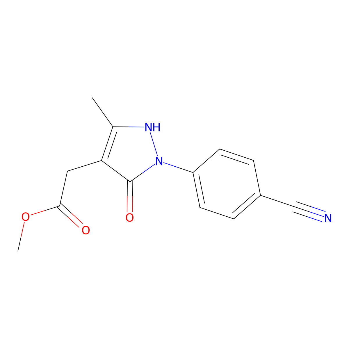 Methyl 2-[2-(4-cyanophenyl)-5-methyl-3-oxo-2,3-dihydro-1H-pyrazol-4-yl]acetate molecular structure, CAS 2060025-95-6