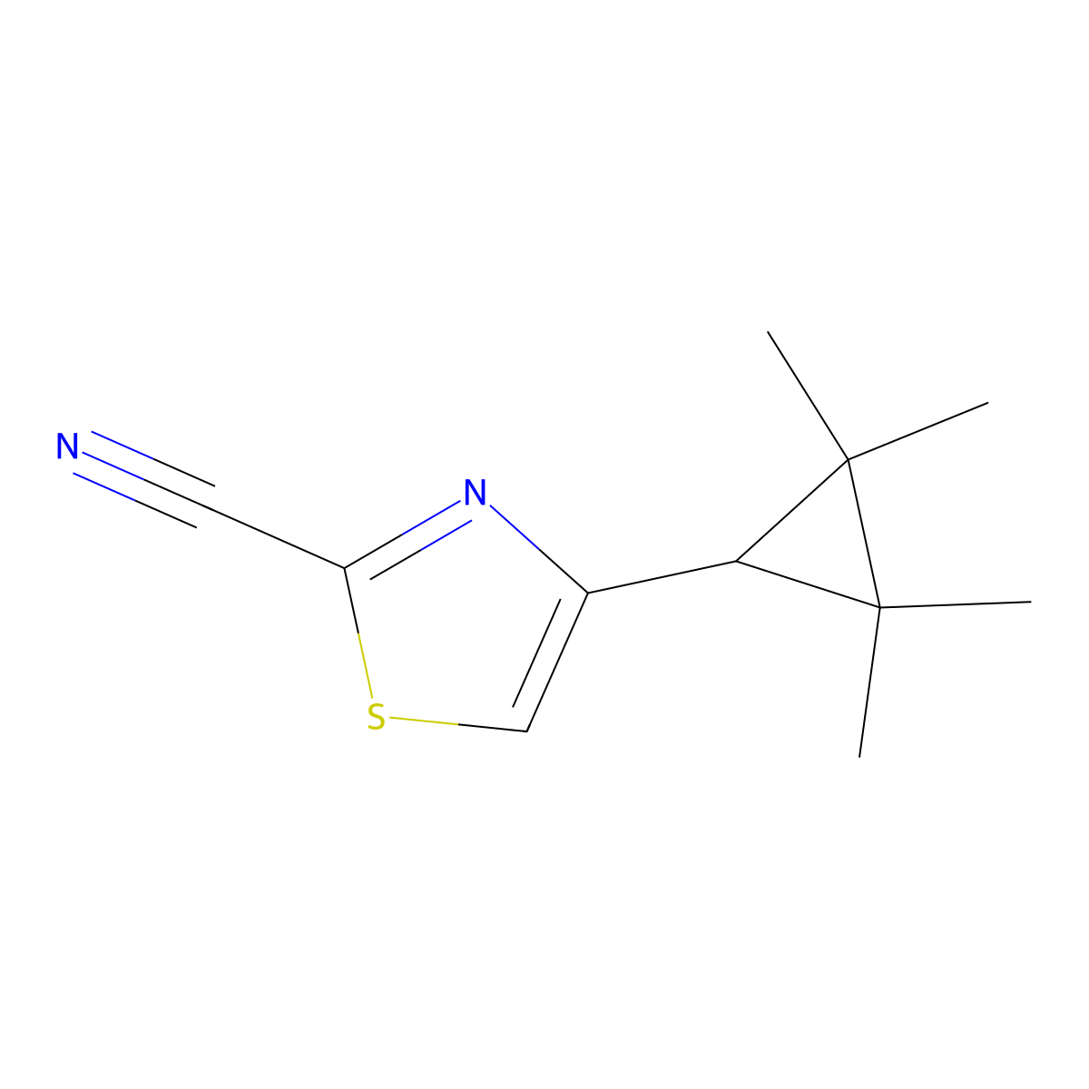 4-(2,2,3,3-Tetramethylcyclopropyl)-1,3-thiazole-2-carbonitrile molecular structure, CAS 2060026-05-1