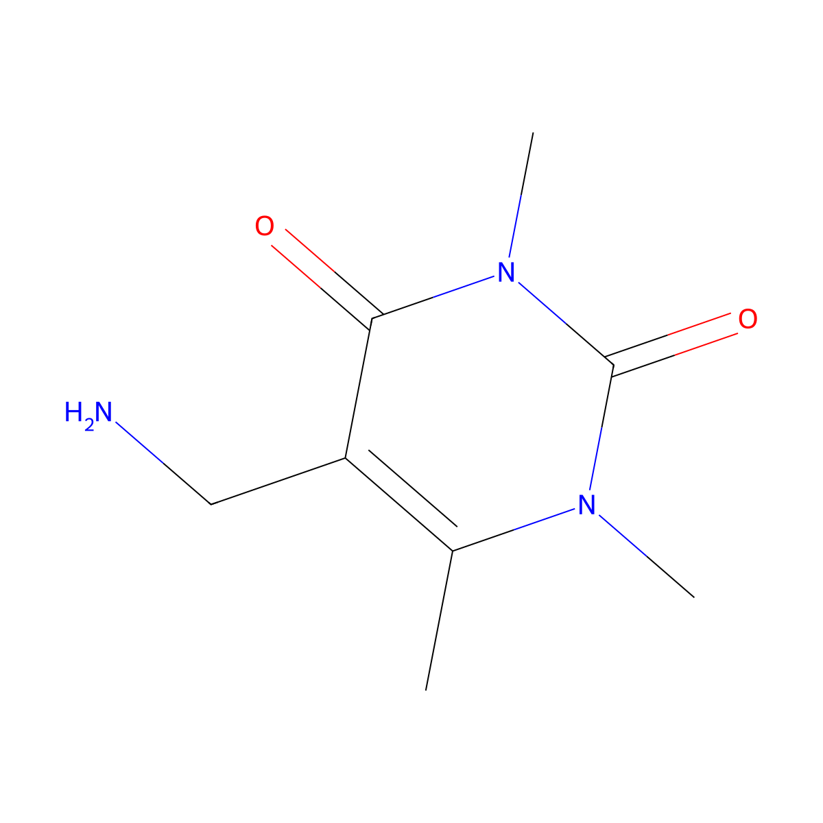5-(Aminomethyl)-1,3,6-trimethyl-1,2,3,4-tetrahydropyrimidine-2,4-dione molecular structure, CAS 2060026-06-2