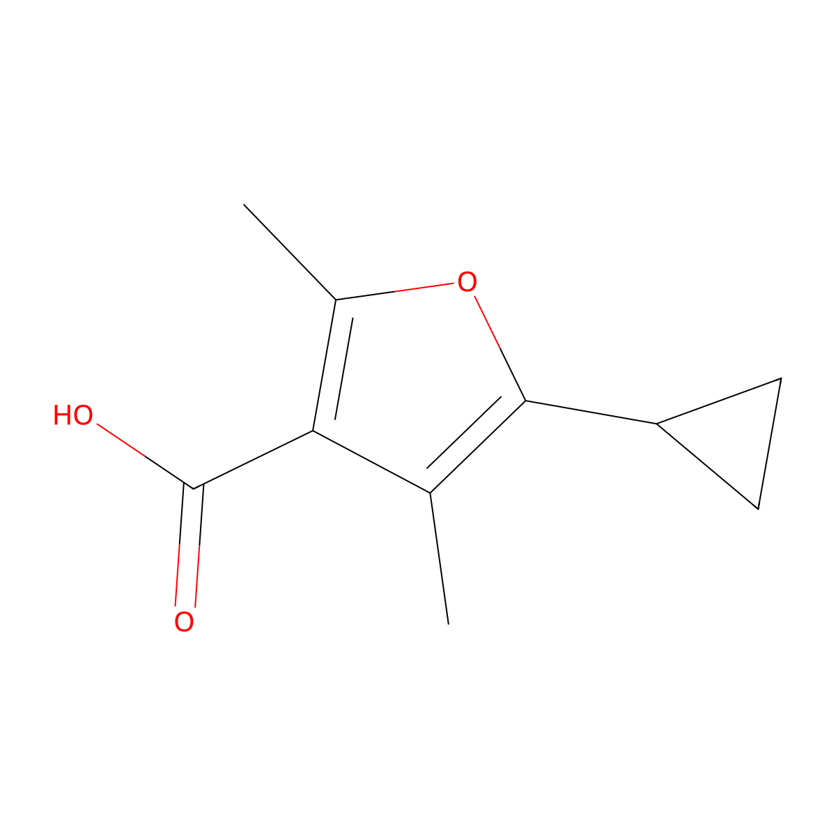 5-Cyclopropyl-2,4-dimethylfuran-3-carboxylic acid molecular structure, CAS 2060026-09-5