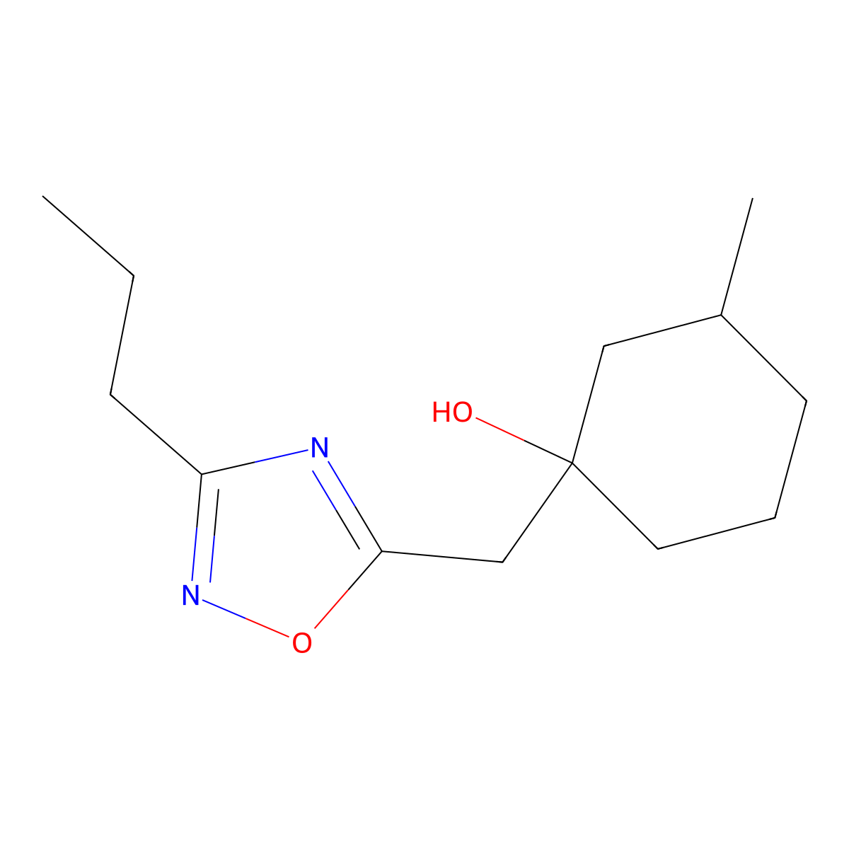 3-Methyl-1-[(3-propyl-1,2,4-oxadiazol-5-yl)methyl]cyclohexan-1-ol molecular structure, CAS 2060026-13-1
