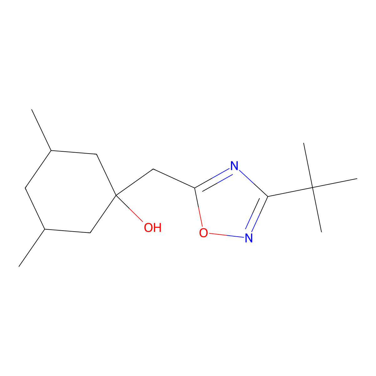 1-[(3-tert-Butyl-1,2,4-oxadiazol-5-yl)methyl]-3,5-dimethylcyclohexan-1-ol molecular structure, CAS 2060026-15-3