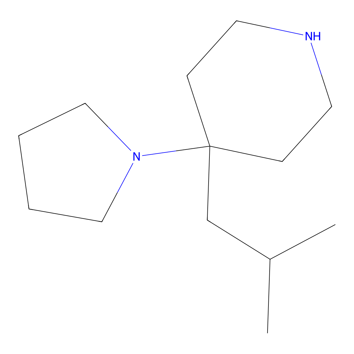 4-(2-Methylpropyl)-4-(pyrrolidin-1-yl)piperidine molecular structure, CAS 2060026-17-5