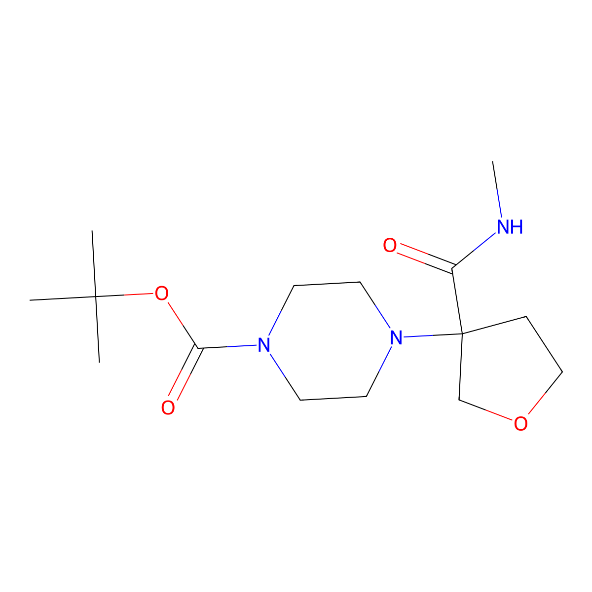 tert-Butyl 4-[3-(methylcarbamoyl)oxolan-3-yl]piperazine-1-carboxylate molecular structure, CAS 2060026-20-0