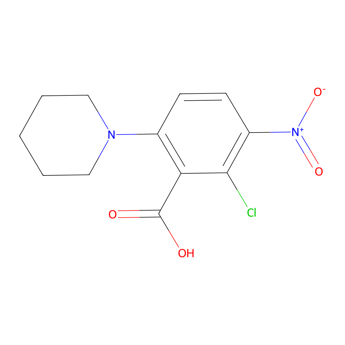2-Chloro-3-nitro-6-(piperidin-1-yl)benzoic acid molecular structure, CAS 2060026-23-3