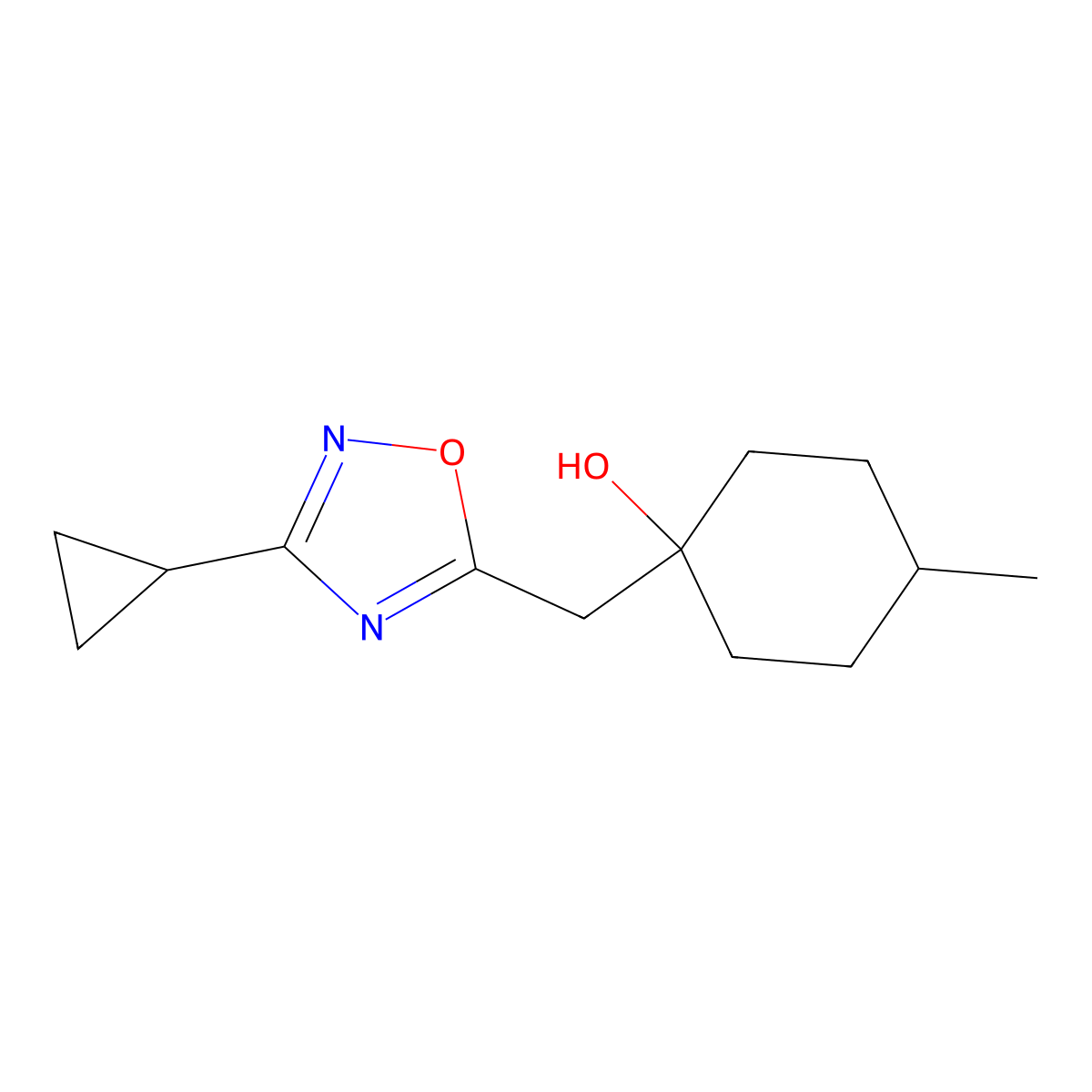 1-[(3-Cyclopropyl-1,2,4-oxadiazol-5-yl)methyl]-4-methylcyclohexan-1-ol molecular structure, CAS 2060026-24-4