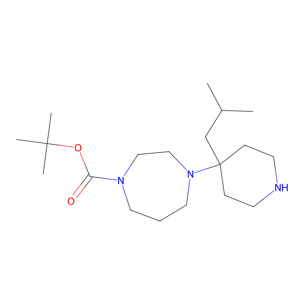 tert-Butyl 4-[4-(2-methylpropyl)piperidin-4-yl]-1,4-diazepane-1-carboxylate molecular structure, CAS 2060026-27-7