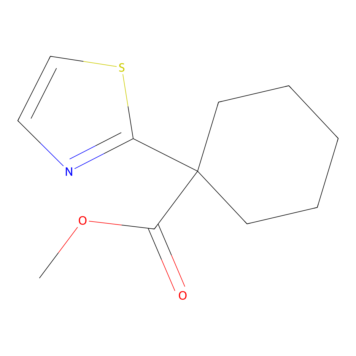 Methyl 1-(1,3-thiazol-2-yl)cyclohexane-1-carboxylate molecular structure, CAS 2060026-29-9