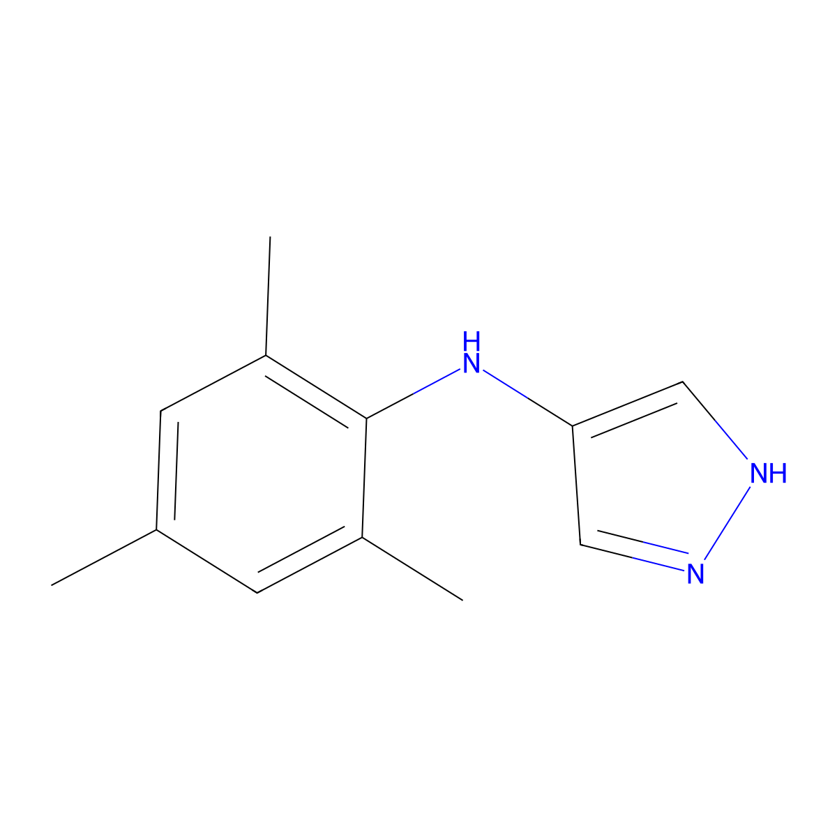 N-(2,4,6-Trimethylphenyl)-1H-pyrazol-4-amine molecular structure, CAS 2060026-35-7