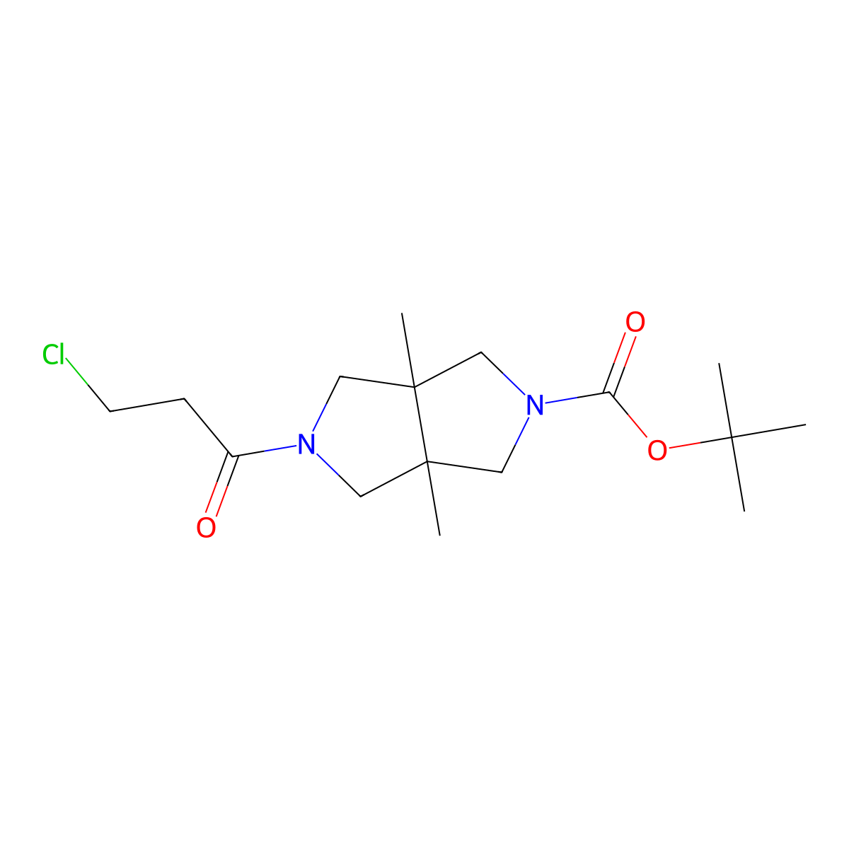 tert-Butyl 5-(3-chloropropanoyl)-3a,6a-dimethyl-octahydropyrrolo[3,4-c]pyrrole-2-carboxylate molecular structure, CAS 2060026-39-1