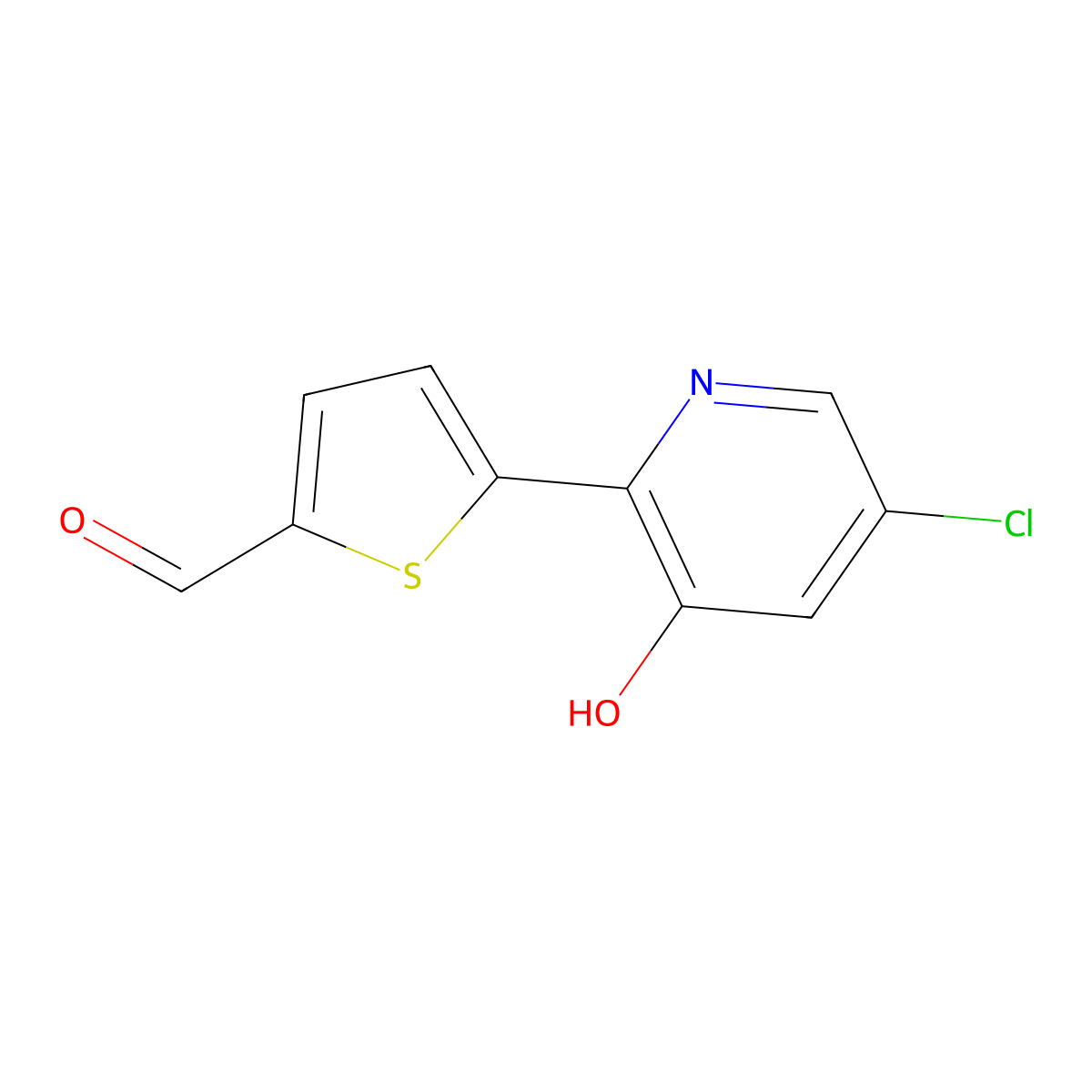 5-(5-Chloro-3-hydroxypyridin-2-yl)thiophene-2-carbaldehyde molecular structure, CAS 2060026-40-4