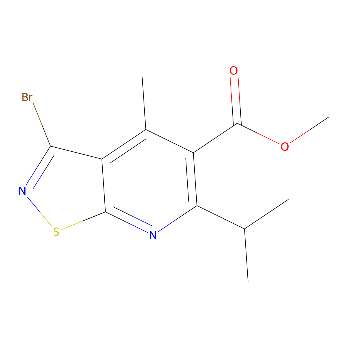 Methyl 3-bromo-4-methyl-6-(propan-2-yl)-[1,2]thiazolo[5,4-b]pyridine-5-carboxylate molecular structure, CAS 2060026-44-8