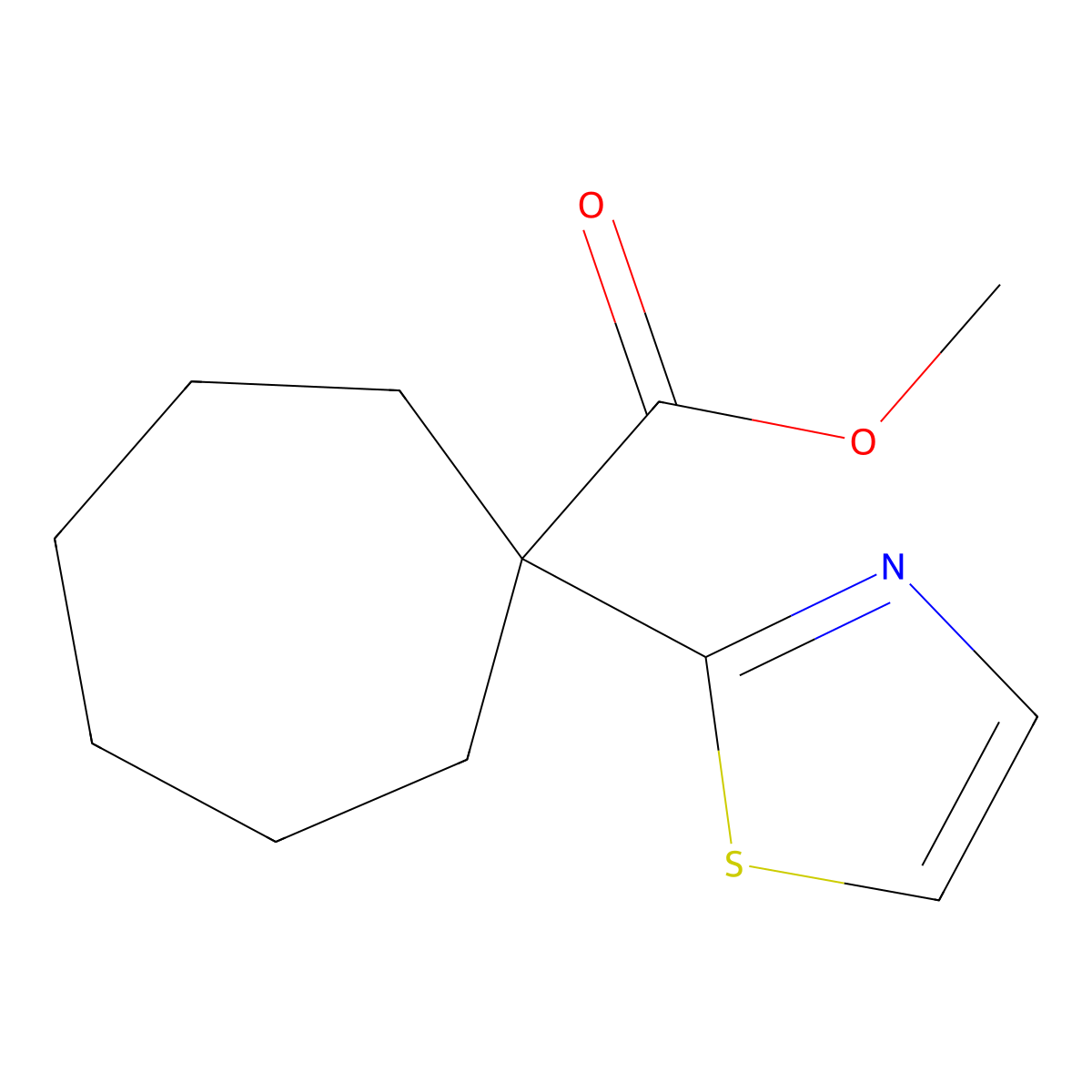 Methyl 1-(1,3-thiazol-2-yl)cycloheptane-1-carboxylate molecular structure, CAS 2060026-48-2