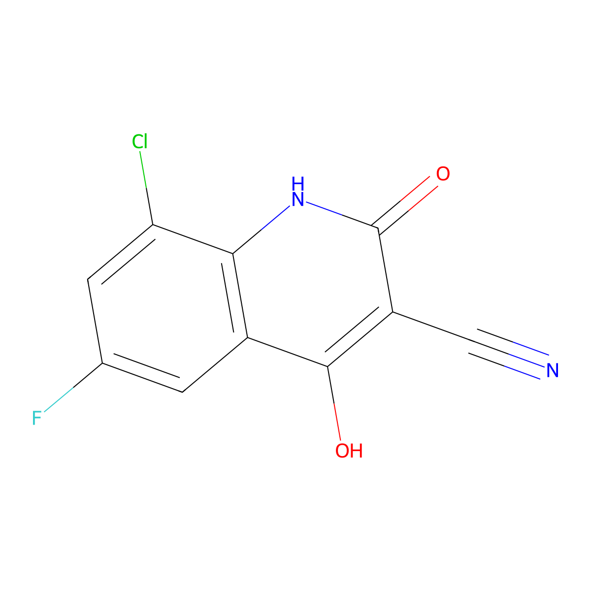 8-Chloro-6-fluoro-2,4-dihydroxyquinoline-3-carbonitrile molecular structure, CAS 2060026-51-7