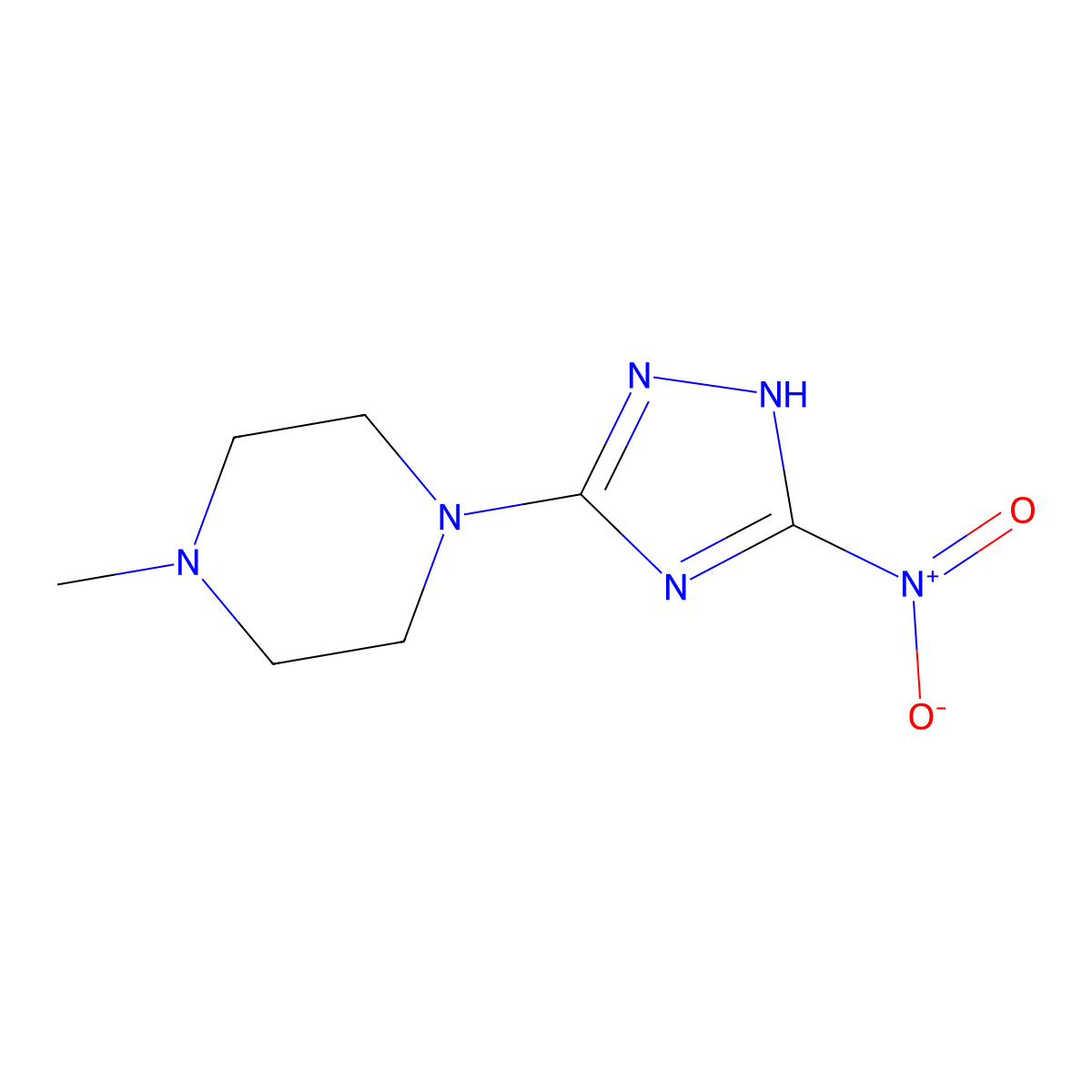 1-Methyl-4-(5-nitro-4H-1,2,4-triazol-3-yl)piperazine molecular structure, CAS 2060026-58-4