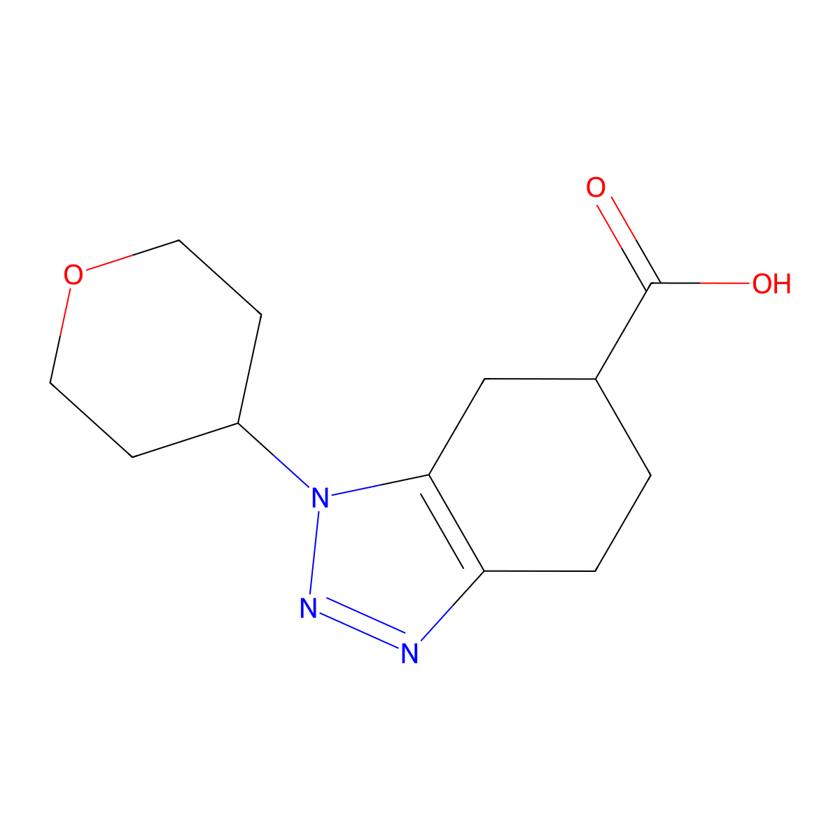 1-(Oxan-4-yl)-4,5,6,7-tetrahydro-1H-1,2,3-benzotriazole-6-carboxylic acid molecular structure, CAS 2060026-66-4