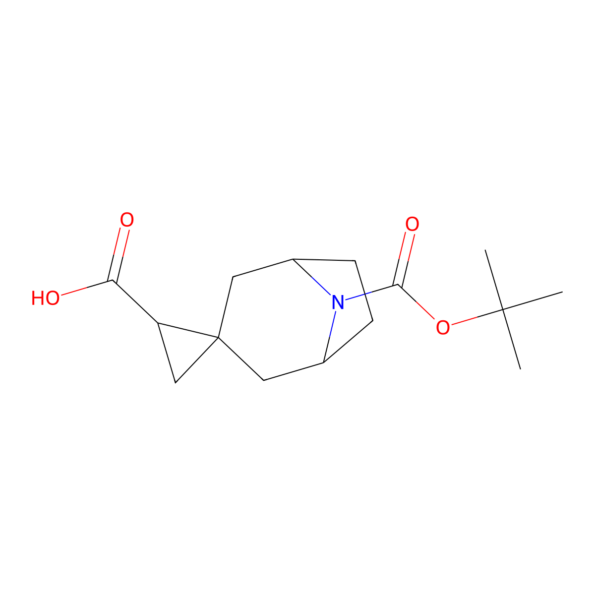 8-[(tert-Butoxy)carbonyl]-8-azaspiro[bicyclo[3.2.1]octane-3,1'-cyclopropane]-2'-carboxylic acid molecular structure, CAS 2060026-68-6