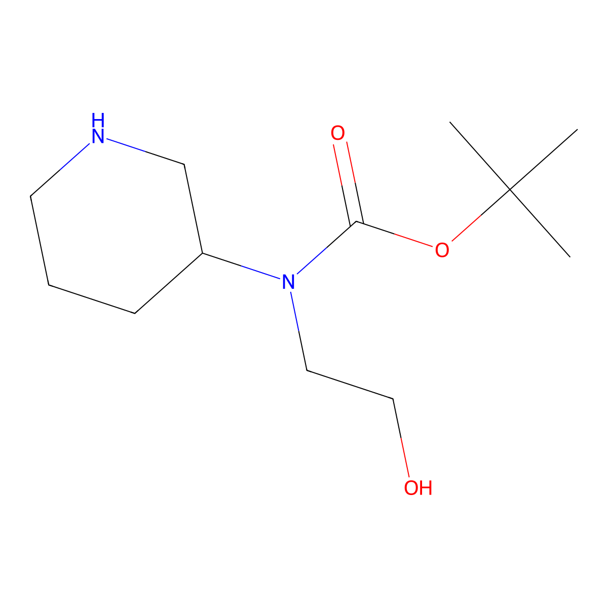 tert-butyl N-(2-hydroxyethyl)-N-(piperidin-3-yl)carbamate molecular structure, CAS 2060026-70-0
