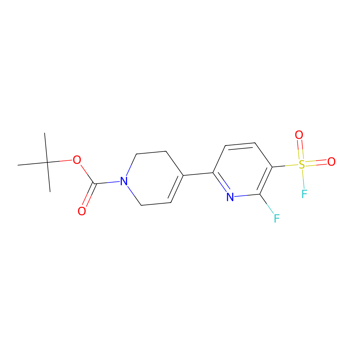 tert-Butyl 4-[6-fluoro-5-(fluorosulfonyl)pyridin-2-yl]-1,2,3,6-tetrahydropyridine-1-carboxylate molecular structure, CAS 2060026-92-6