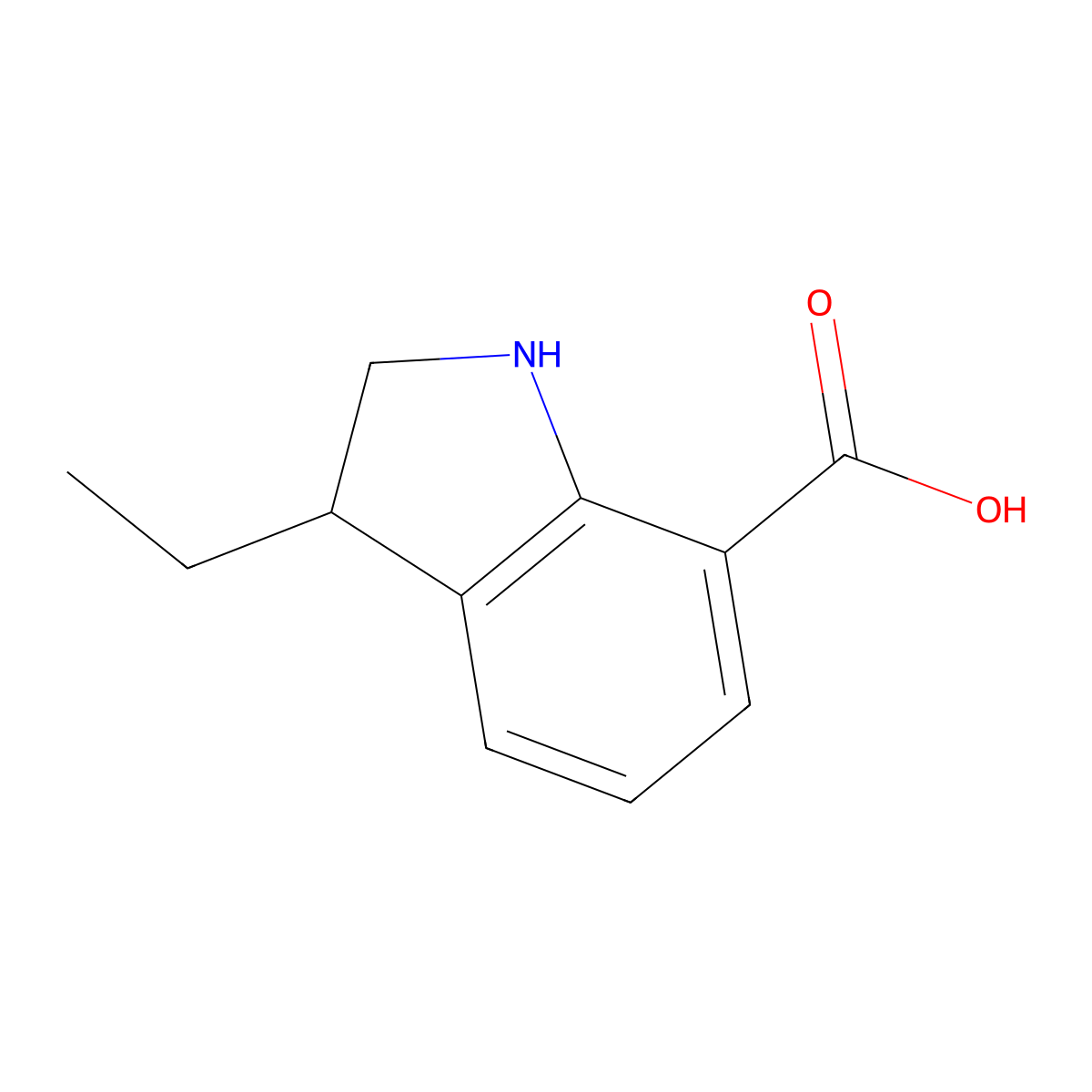 3-Ethyl-2,3-dihydro-1H-indole-7-carboxylic acid molecular structure, CAS 2060027-06-5