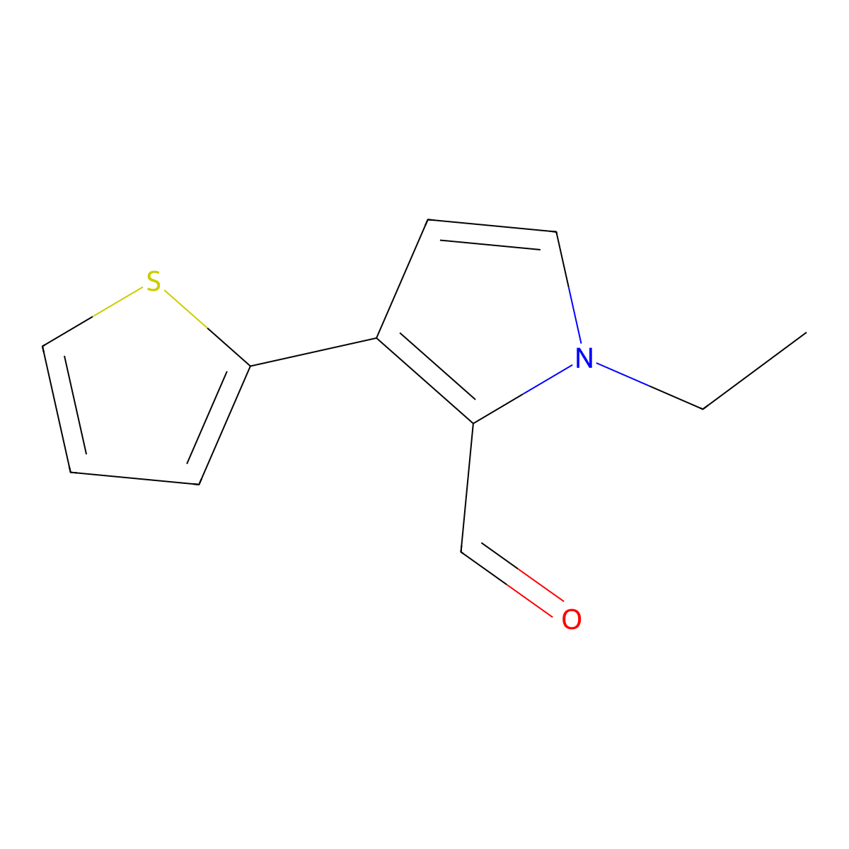 1-Ethyl-3-(thiophen-2-yl)-1H-pyrrole-2-carbaldehyde molecular structure, CAS 2060027-14-5