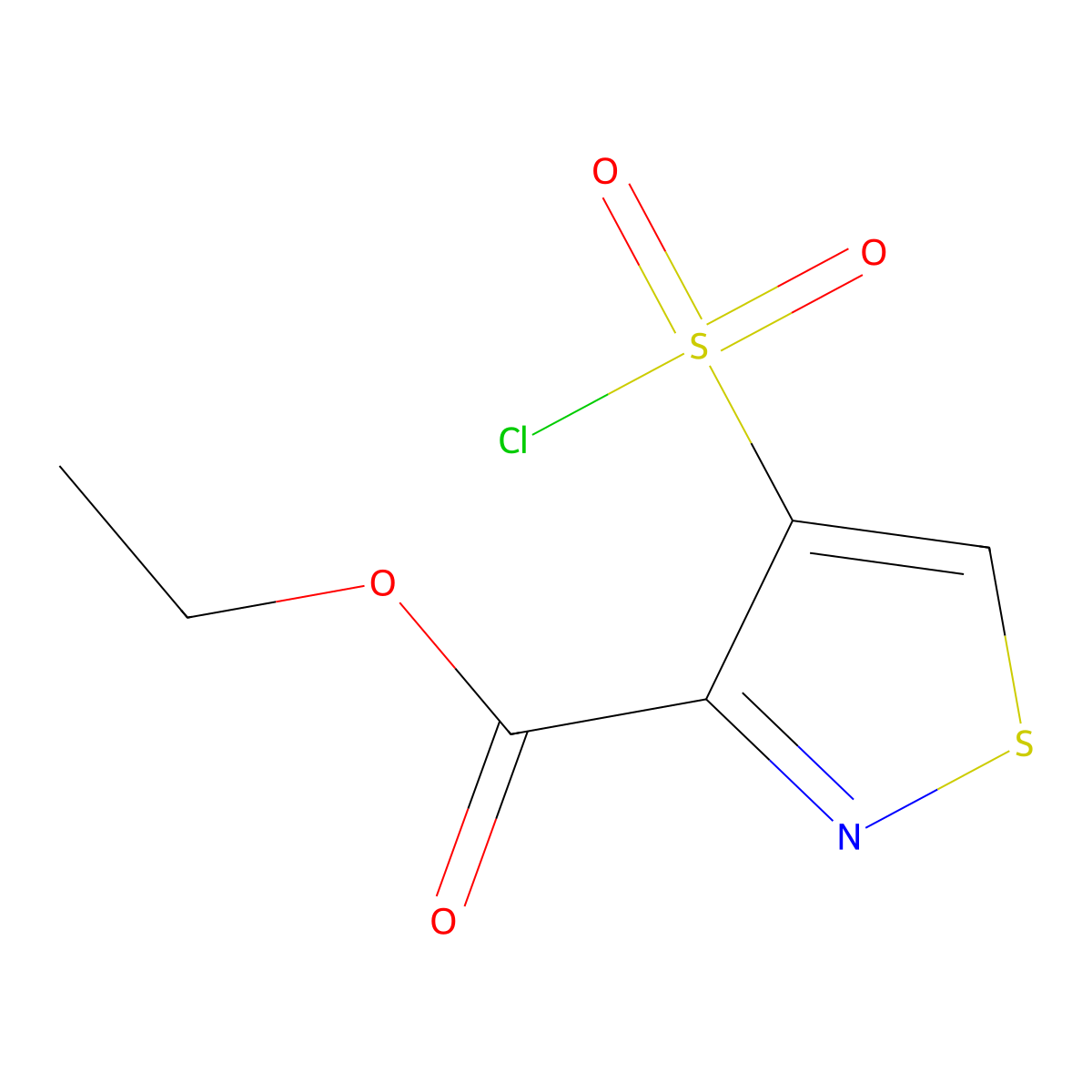 Ethyl 4-(chlorosulfonyl)-1,2-thiazole-3-carboxylate molecular structure, CAS 2060027-18-9