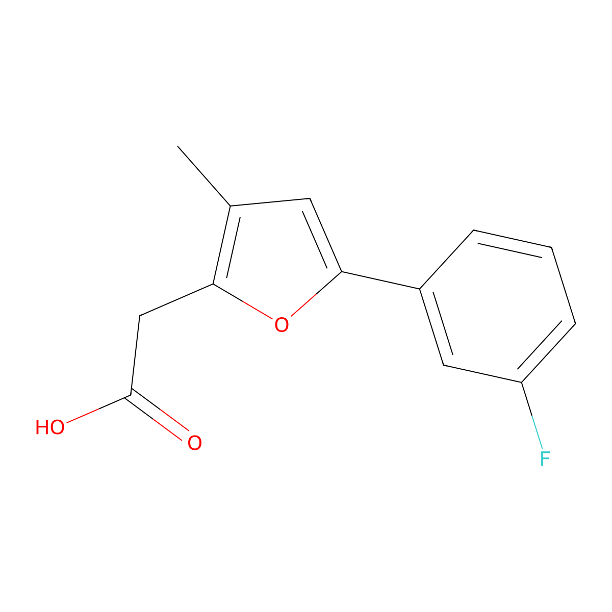 2-[5-(3-Fluorophenyl)-3-methylfuran-2-yl]acetic acid molecular structure, CAS 2060027-24-7