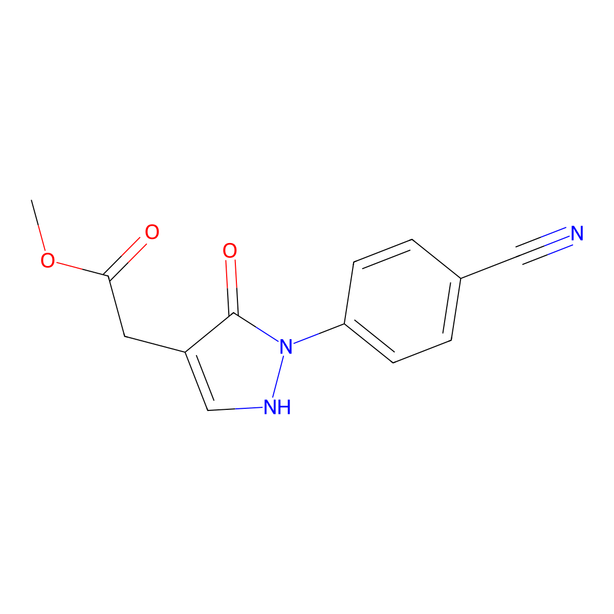 Methyl 2-[2-(4-cyanophenyl)-3-oxo-2,3-dihydro-1H-pyrazol-4-yl]acetate molecular structure, CAS 2060027-35-0