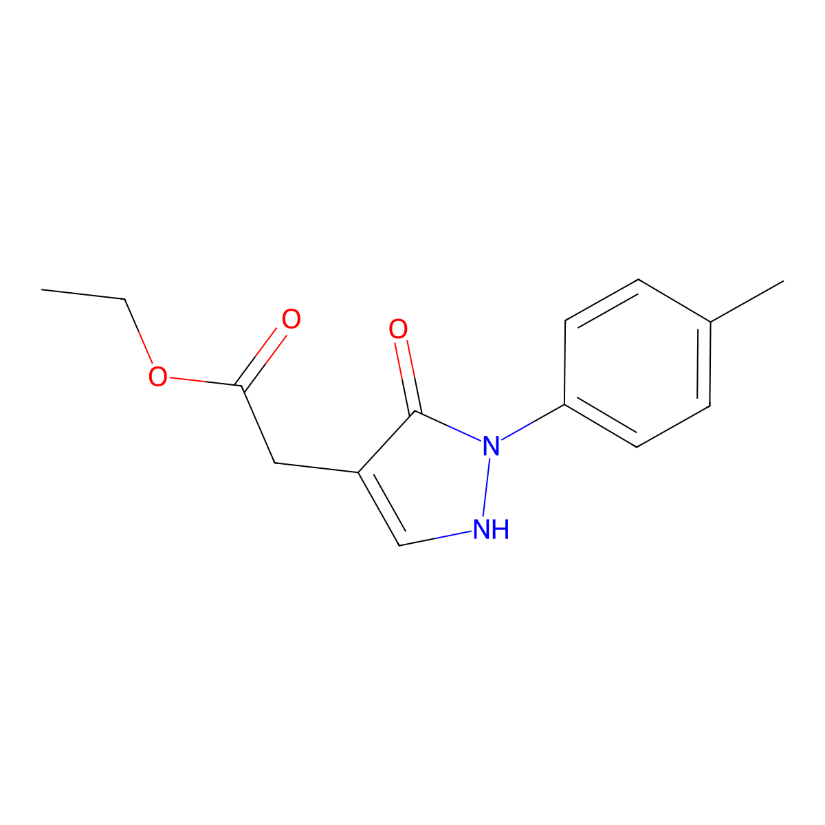 Ethyl 2-[2-(4-methylphenyl)-3-oxo-2,3-dihydro-1H-pyrazol-4-yl]acetate molecular structure, CAS 2060027-39-4