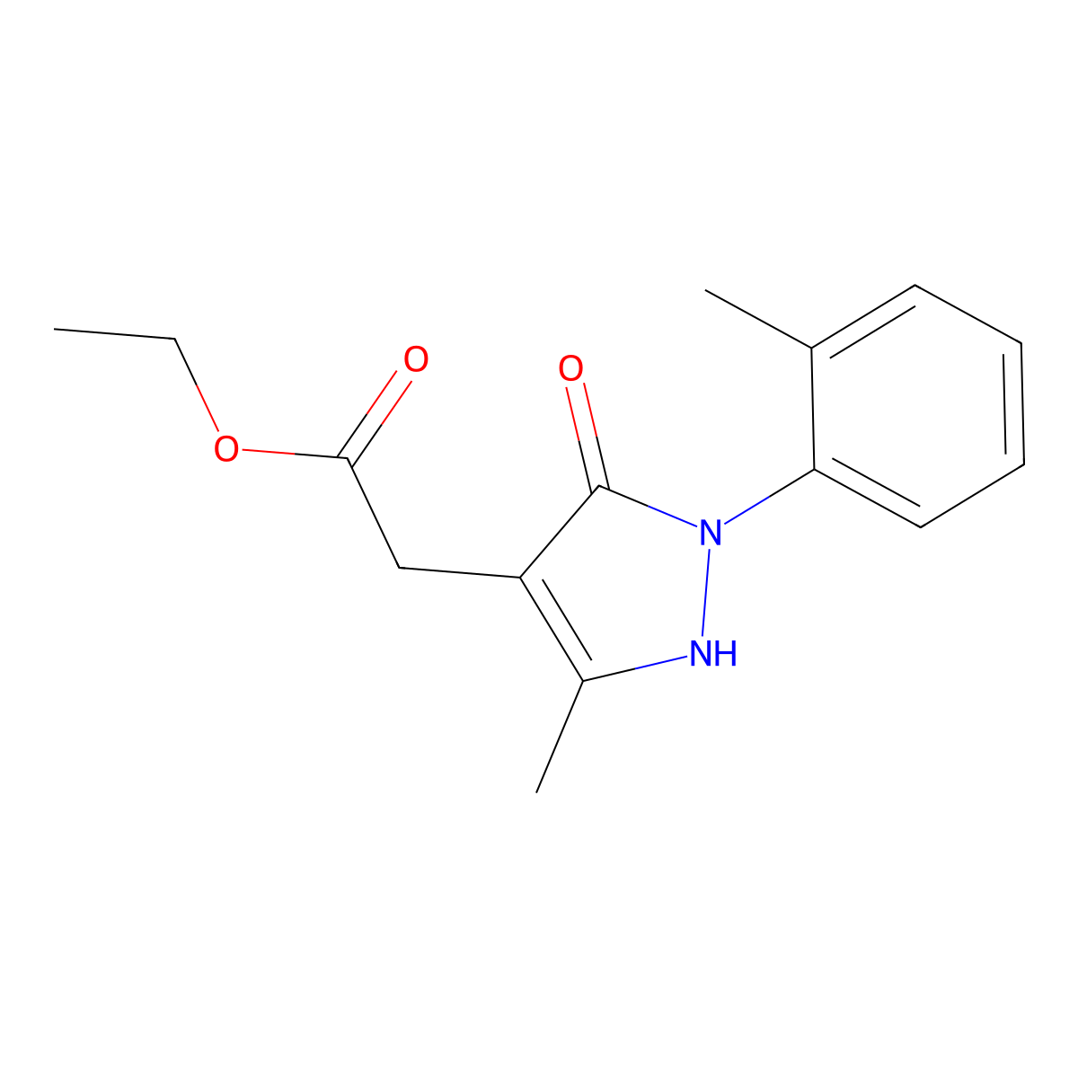 Ethyl 2-[5-methyl-2-(2-methylphenyl)-3-oxo-2,3-dihydro-1H-pyrazol-4-yl]acetate molecular structure, CAS 2060027-42-9