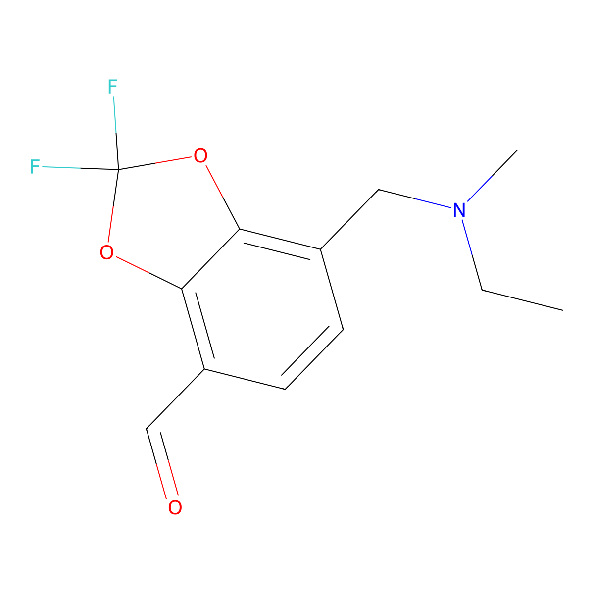 7-{[Ethyl(methyl)amino]methyl}-2,2-difluoro-1,3-dioxaindane-4-carbaldehyde molecular structure, CAS 2060027-44-1