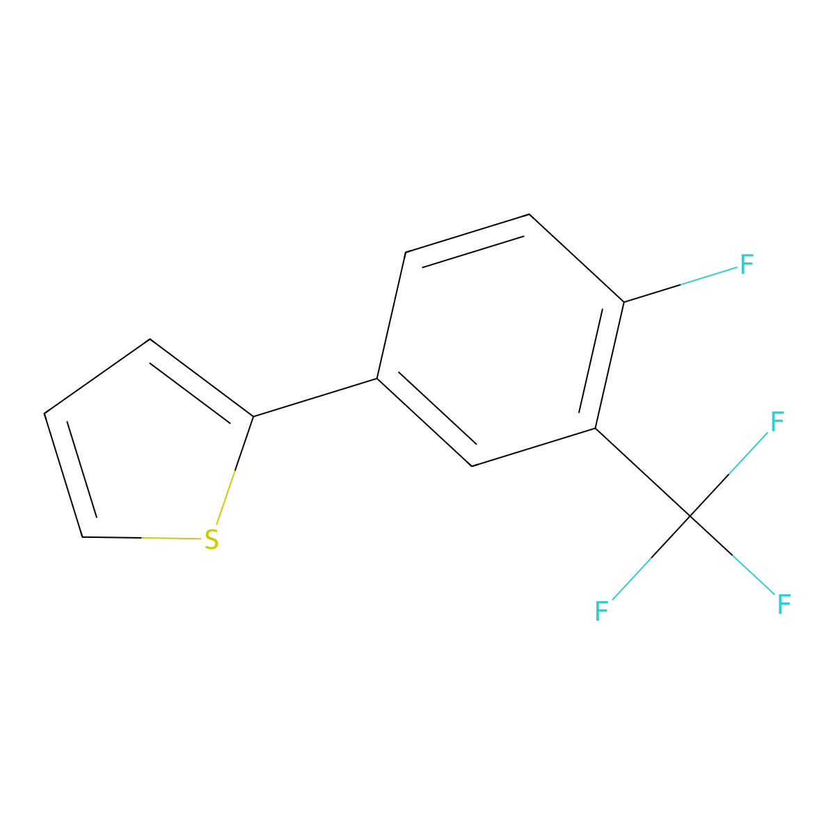 2-[4-Fluoro-3-(trifluoromethyl)phenyl]thiophene molecular structure, CAS 2060027-52-1