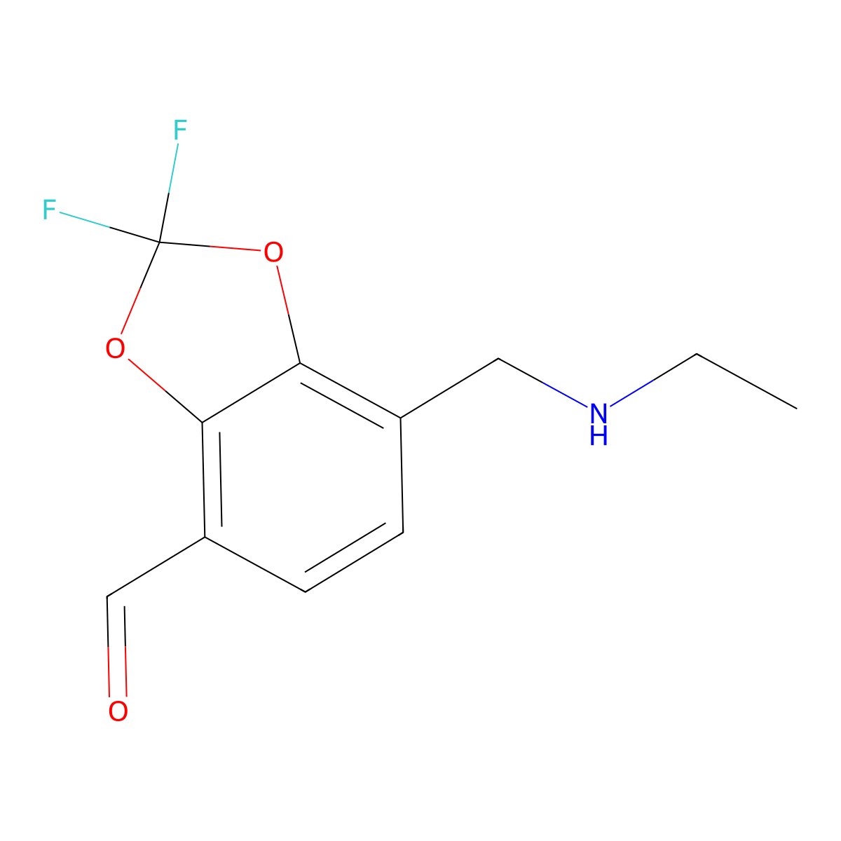 7-[(Ethylamino)methyl]-2,2-difluoro-1,3-dioxaindane-4-carbaldehyde molecular structure, CAS 2060027-53-2