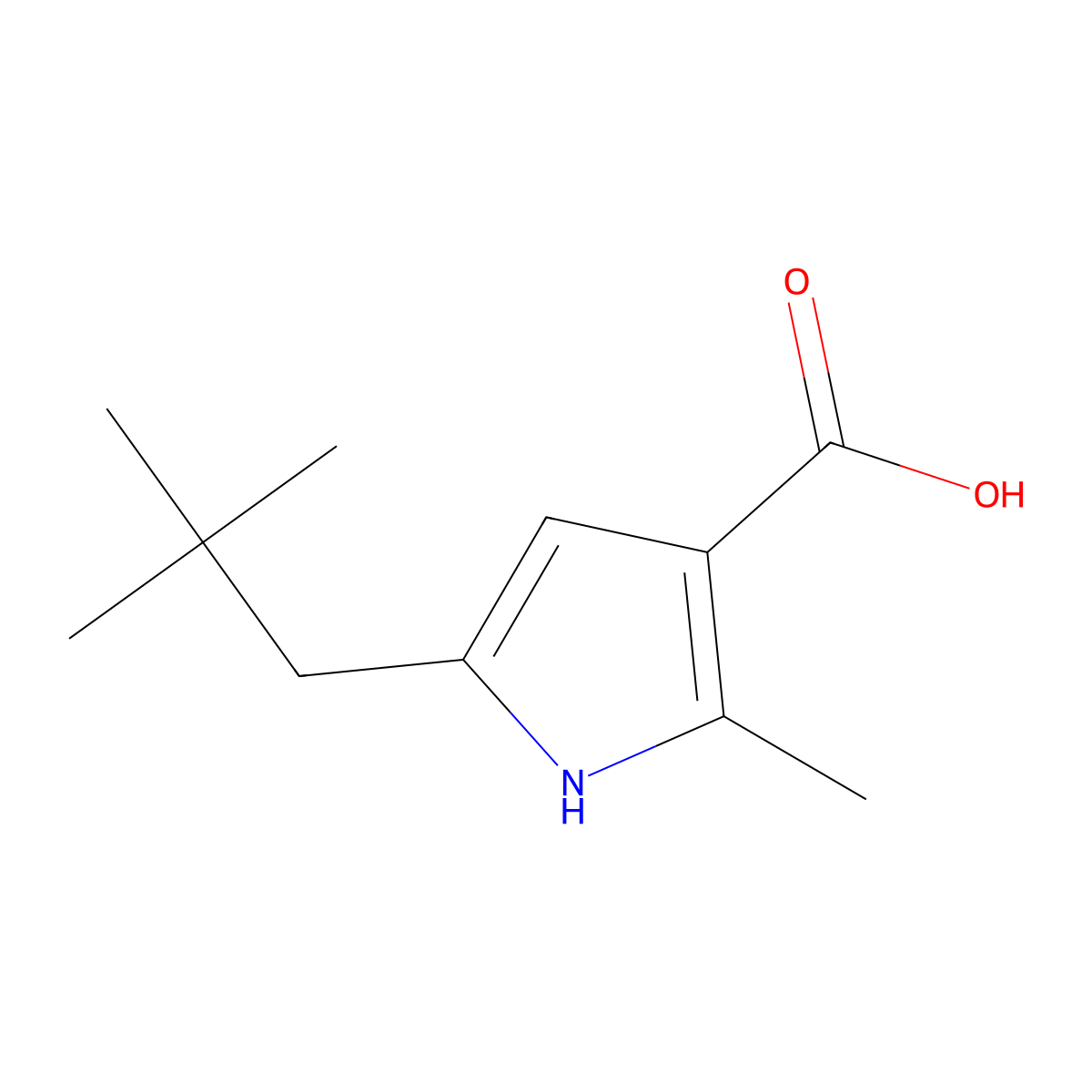 5-(2,2-Dimethylpropyl)-2-methyl-1H-pyrrole-3-carboxylic acid molecular structure, CAS 2060027-73-6
