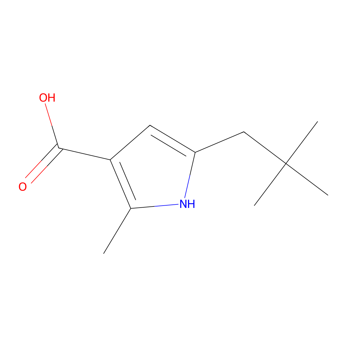 5-(2,2-Dimethylpropyl)-2-methyl-1H-pyrrole-3-carboxylic acid molecular structure, CAS 2060027-73-6