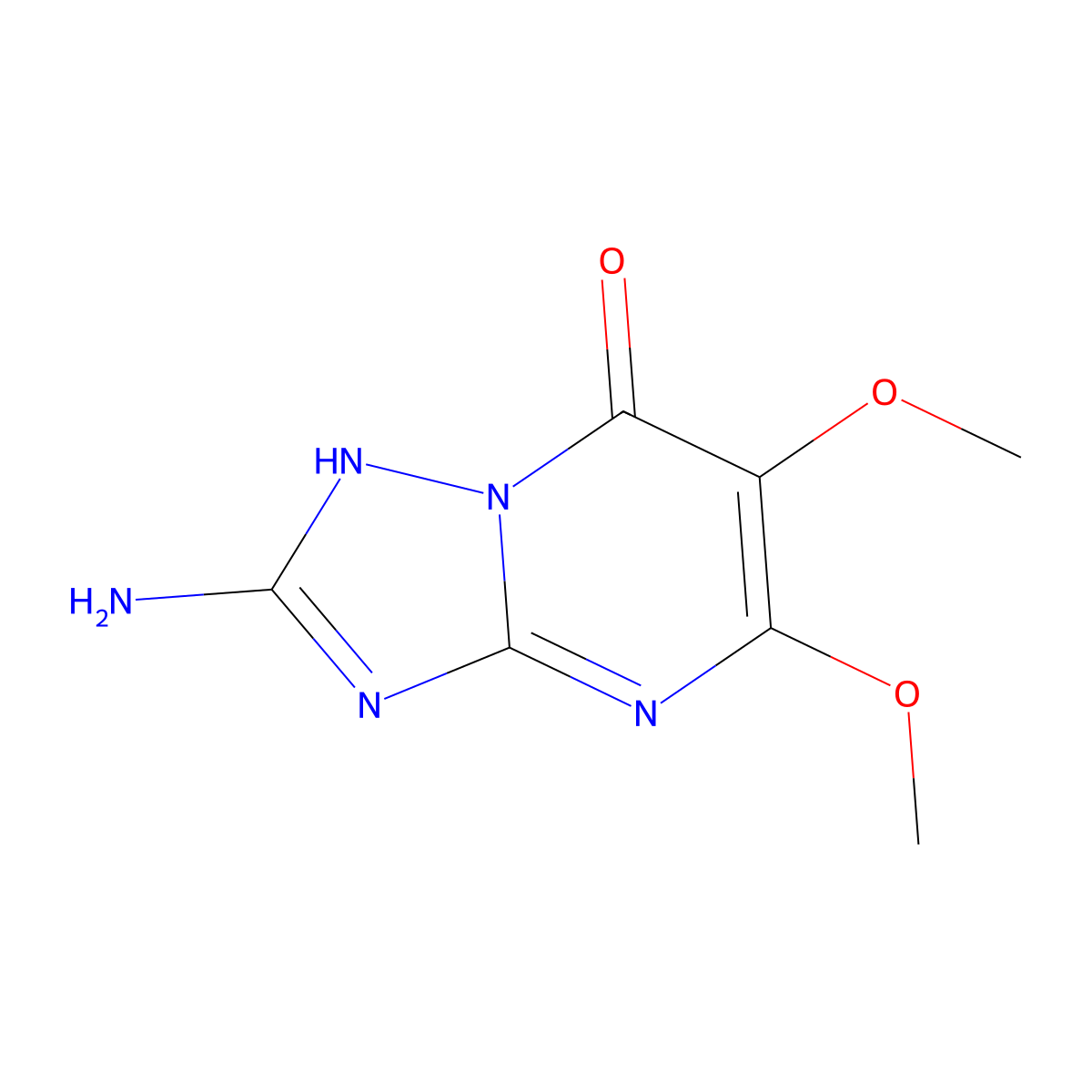 2-Amino-5,6-dimethoxy-4H,7H-[1,2,4]triazolo[1,5-a]pyrimidin-7-one molecular structure, CAS 2060027-76-9
