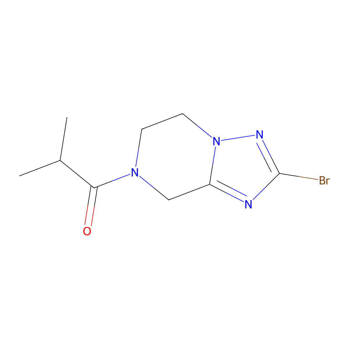 1-{2-bromo-5H,6H,7H,8H-[1,2,4]triazolo[1,5-a]pyrazin-7-yl}-2-methylpropan-1-one molecular structure, CAS 2060027-89-4