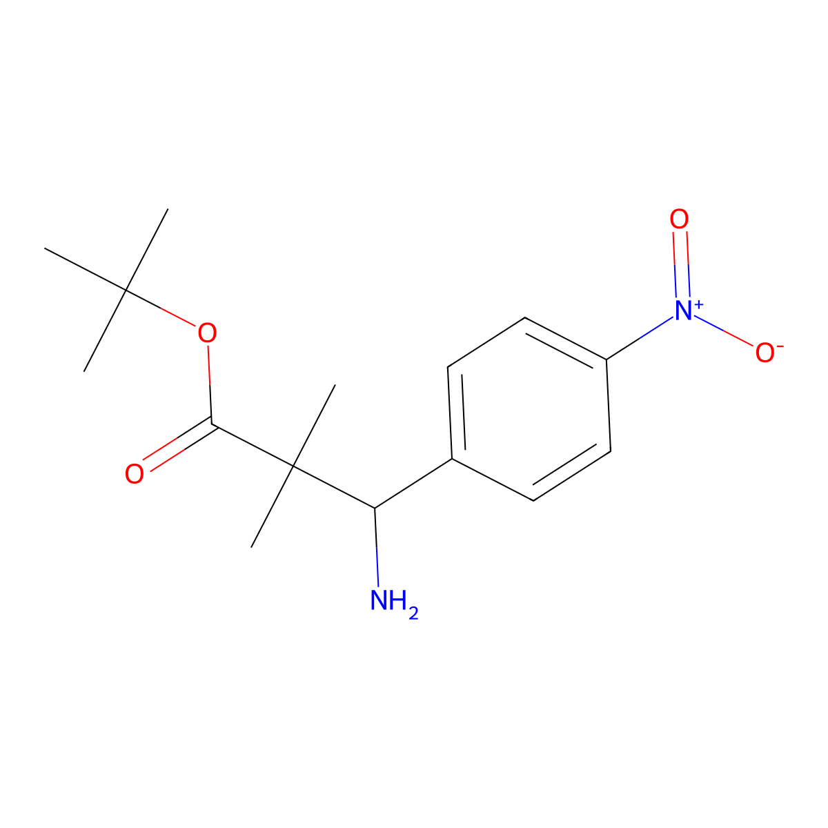 tert-Butyl 3-amino-2,2-dimethyl-3-(4-nitrophenyl)propanoate molecular structure, CAS 2060028-05-7