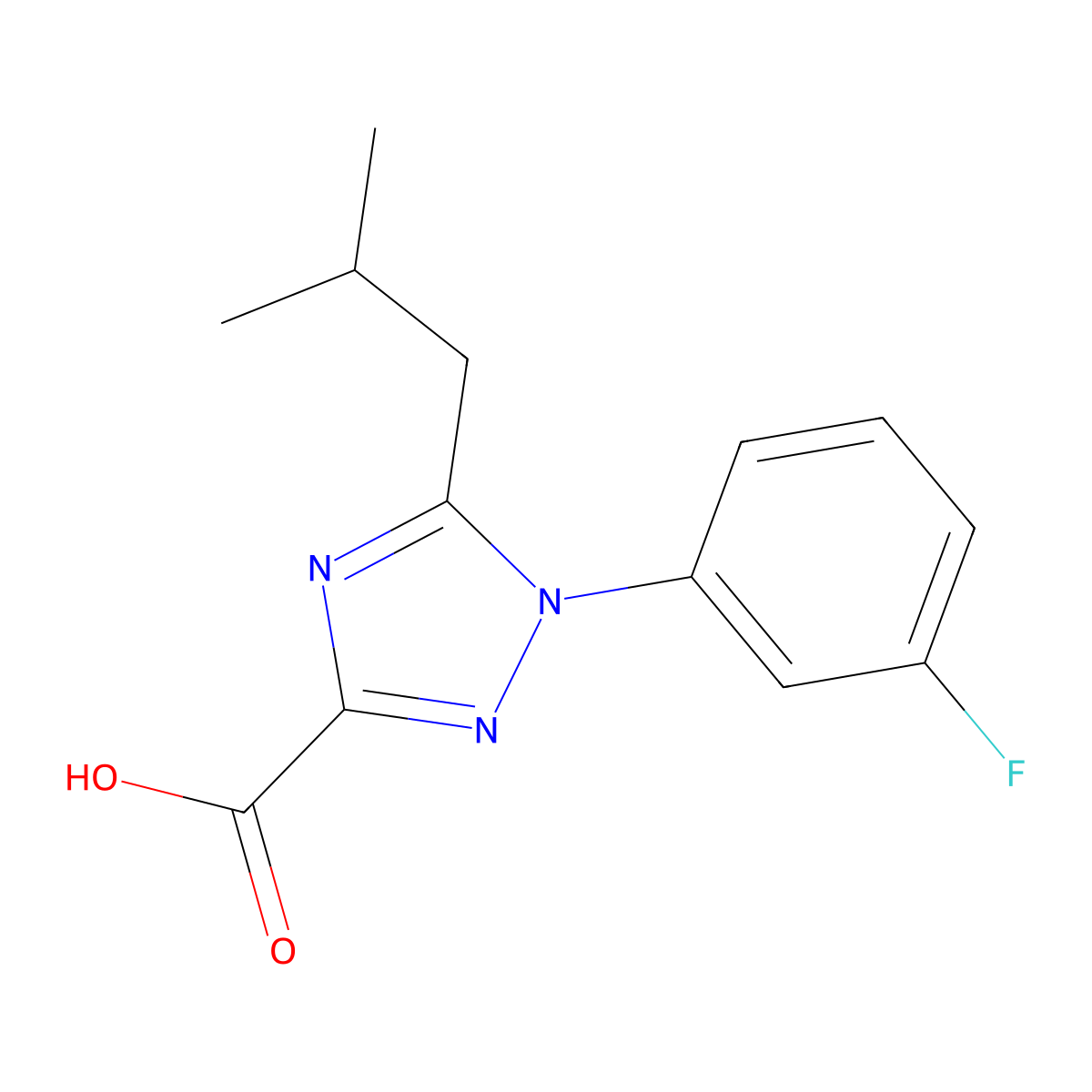 1-(3-Fluorophenyl)-5-(2-methylpropyl)-1H-1,2,4-triazole-3-carboxylic acid molecular structure, CAS 2060028-29-5