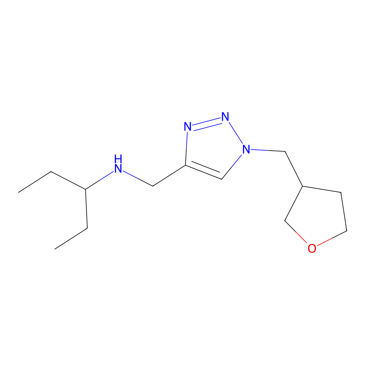 ({1-[(oxolan-3-yl)methyl]-1H-1,2,3-triazol-4-yl}methyl)(pentan-3-yl)amine molecular structure, CAS 2060028-37-5