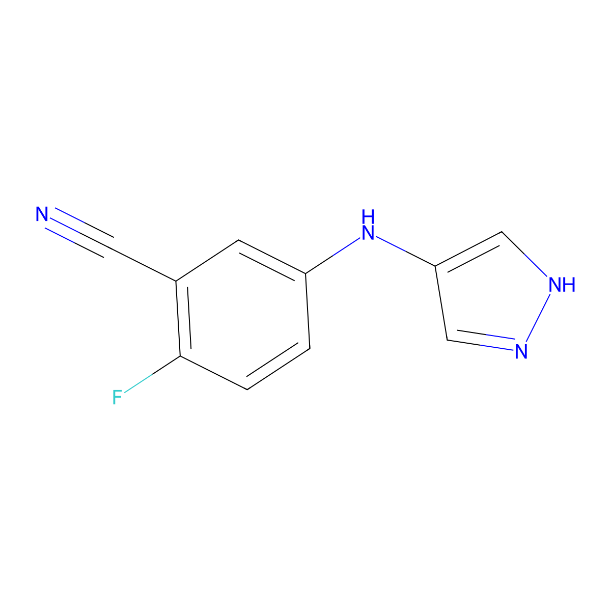 2-Fluoro-5-[(1H-pyrazol-4-yl)amino]benzonitrile molecular structure, CAS 2060028-40-0