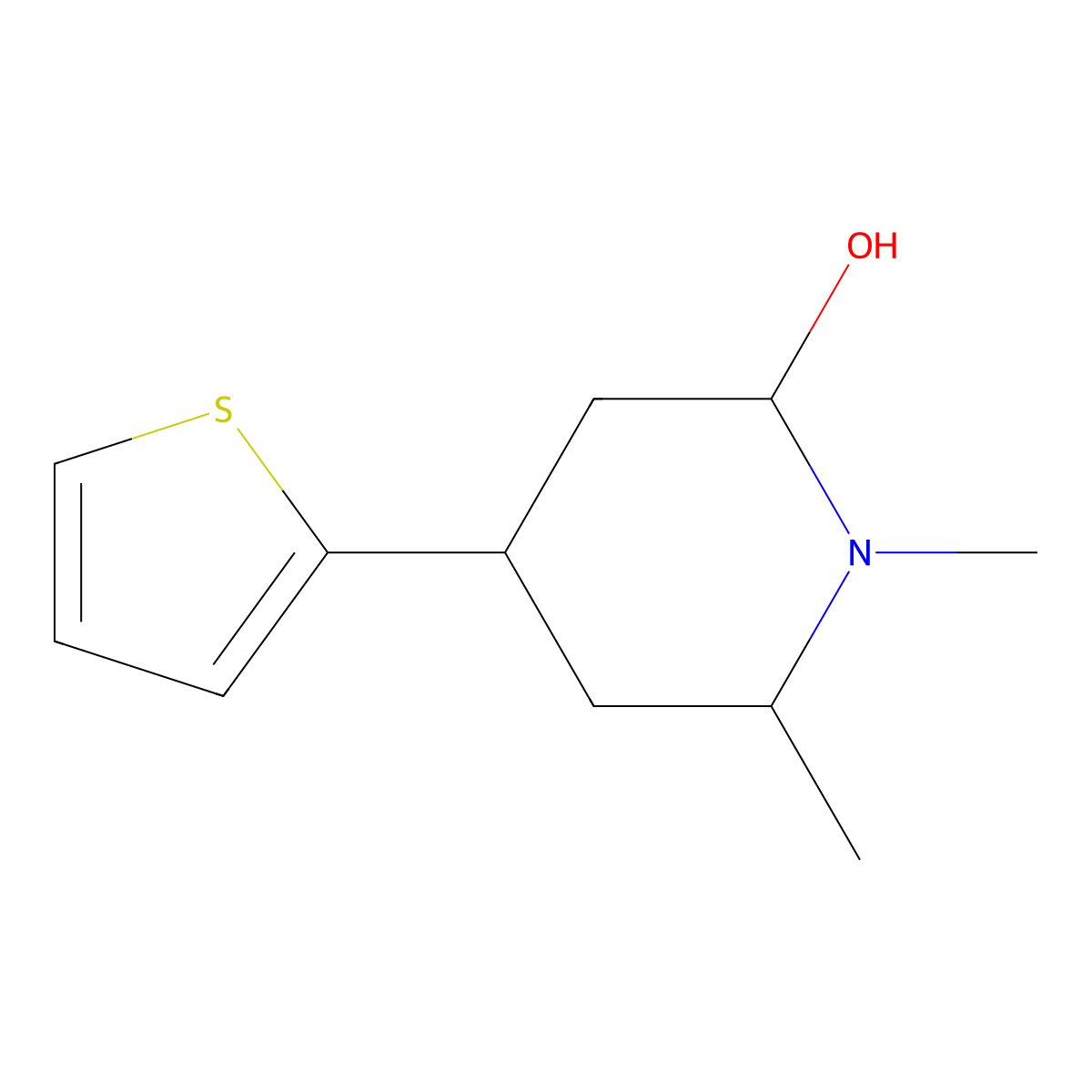 1,6-Dimethyl-4-(thiophen-2-yl)piperidin-2-ol molecular structure, CAS 2060028-49-9