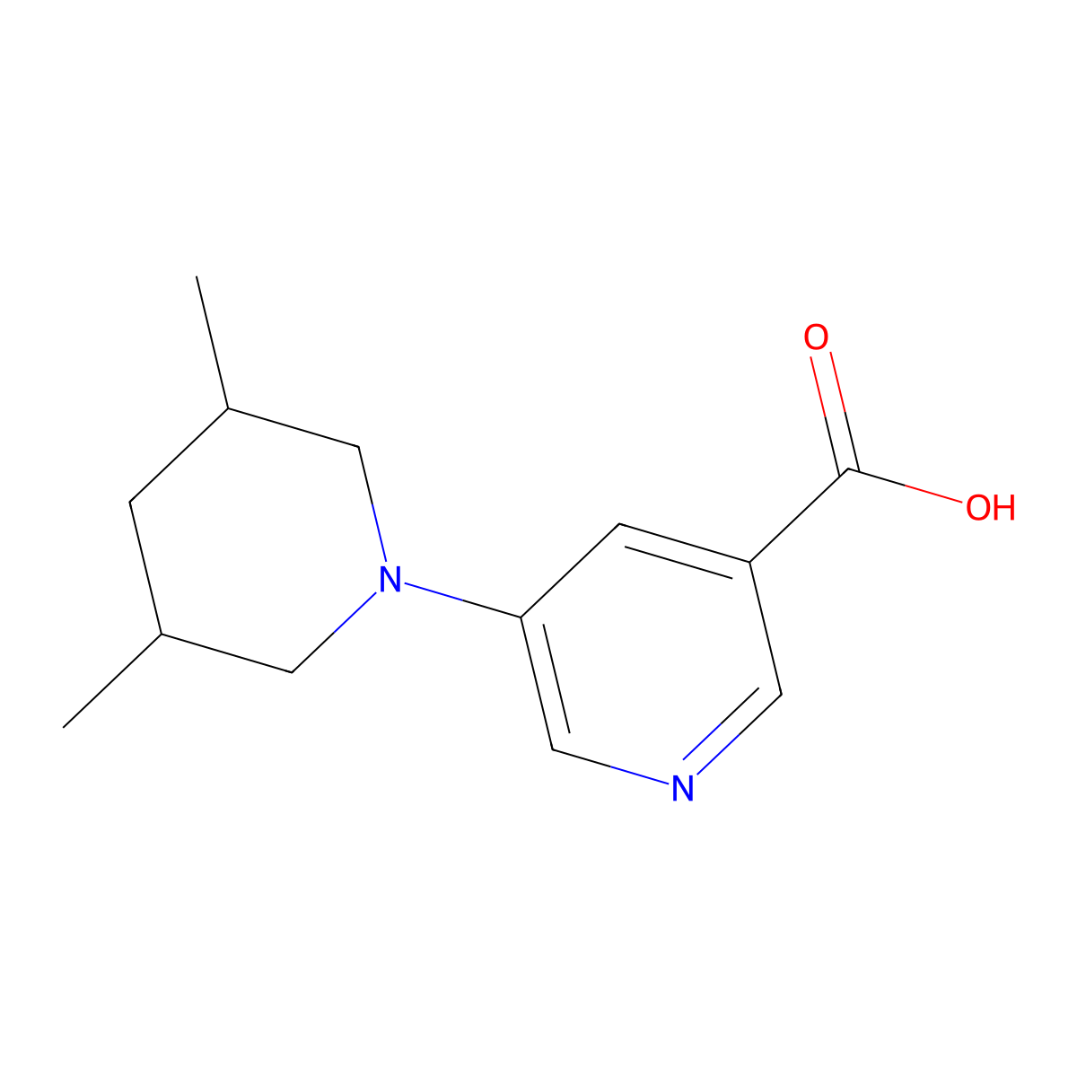5-(3,5-Dimethylpiperidin-1-yl)pyridine-3-carboxylic acid molecular structure, CAS 2060028-60-4