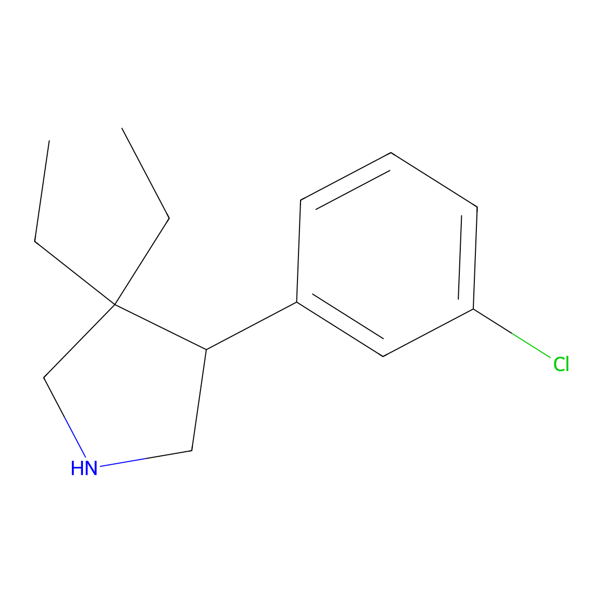 4-(3-Chlorophenyl)-3,3-diethylpyrrolidine molecular structure, CAS 2060028-62-6