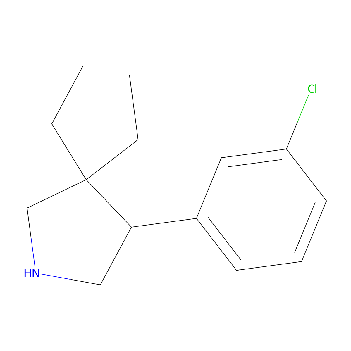 4-(3-Chlorophenyl)-3,3-diethylpyrrolidine molecular structure, CAS 2060028-62-6