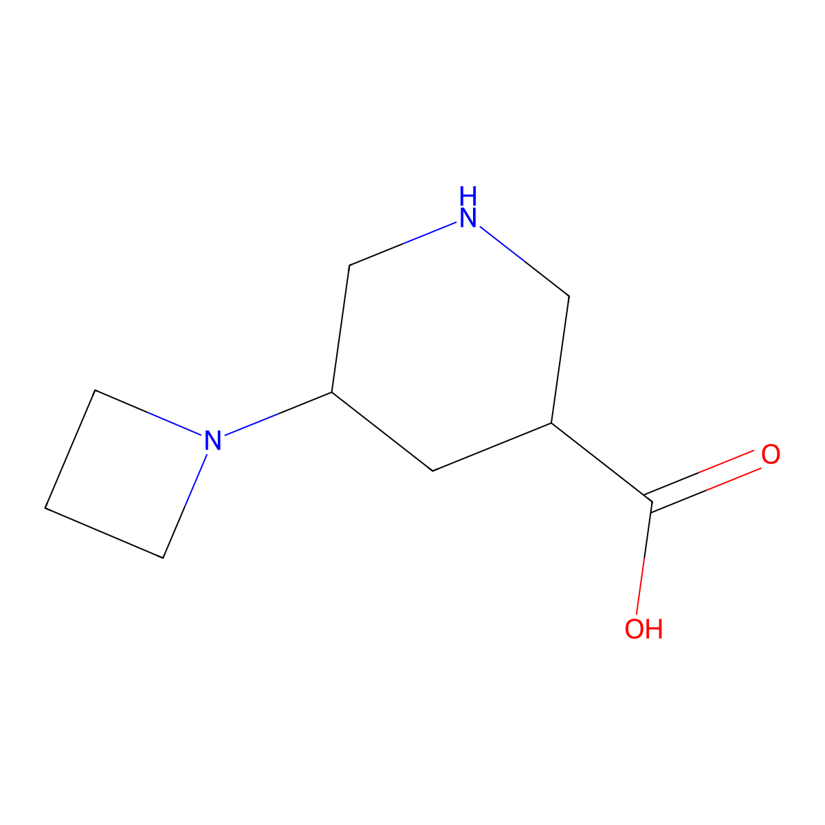 5-(Azetidin-1-yl)piperidine-3-carboxylic acid molecular structure, CAS 2060028-64-8
