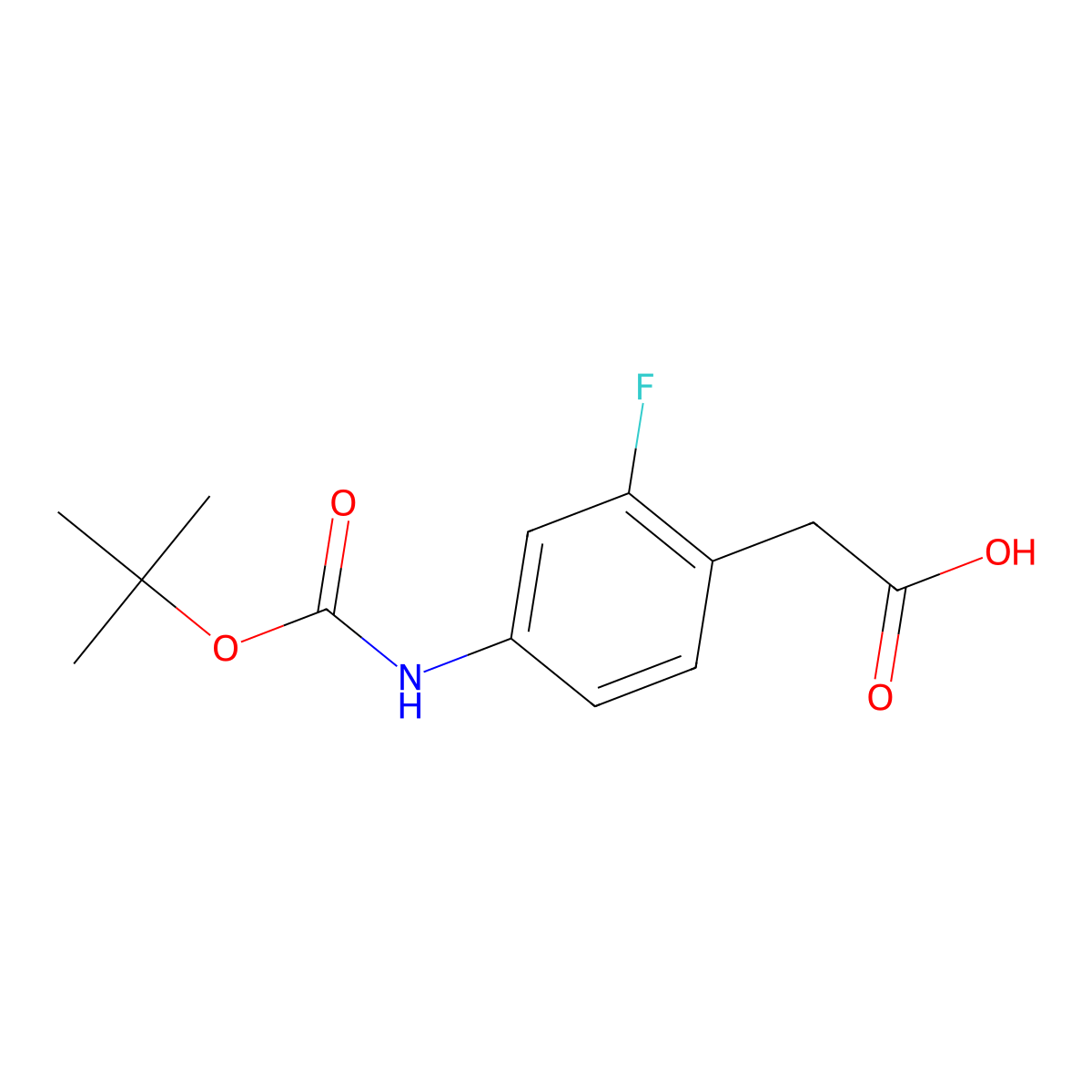 2-(4-{[(Tert-butoxy)carbonyl]amino}-2-fluorophenyl)acetic acid molecular structure, CAS 2060028-73-9