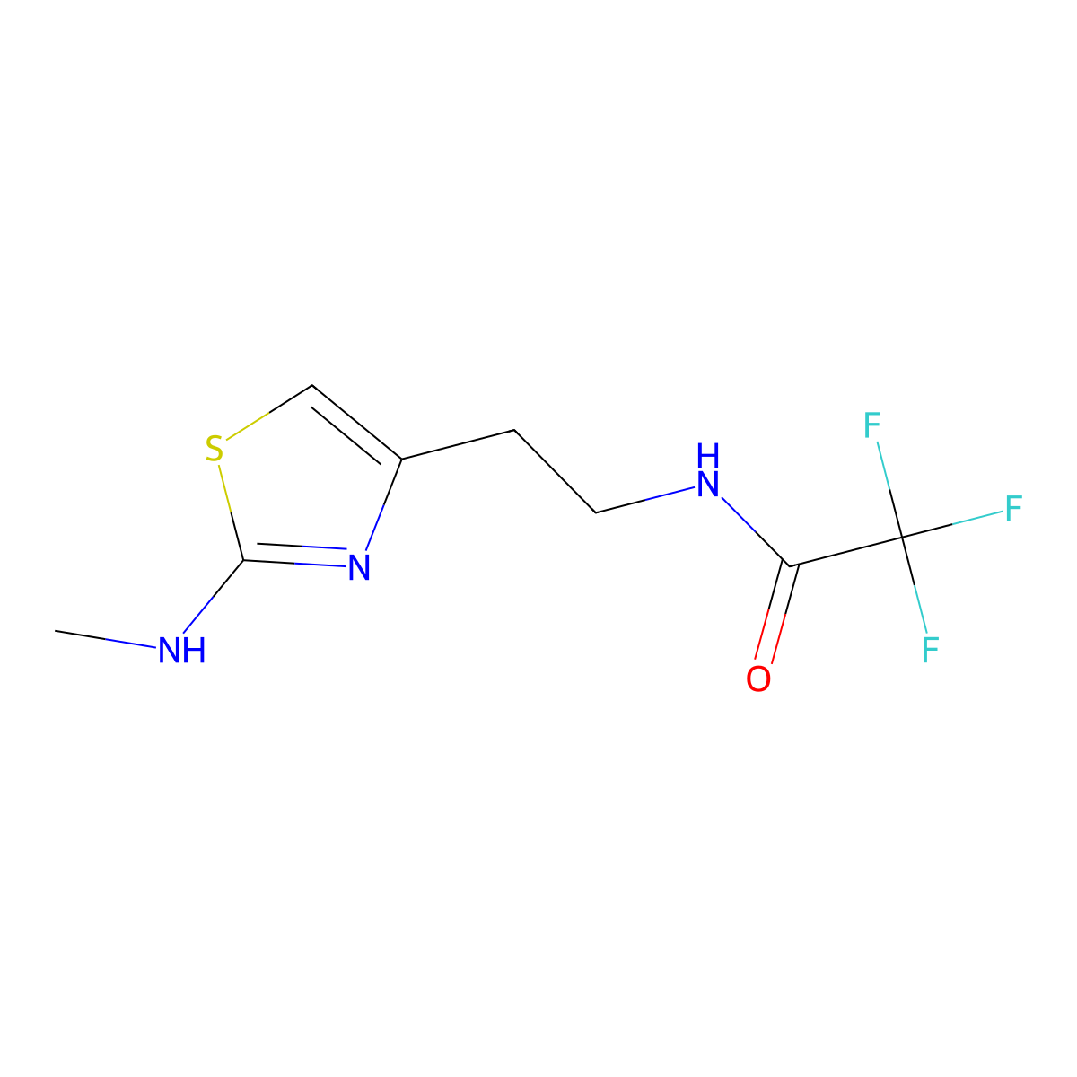 2,2,2-Trifluoro-N-{2-[2-(methylamino)-1,3-thiazol-4-yl]ethyl}acetamide molecular structure, CAS 2060028-80-8