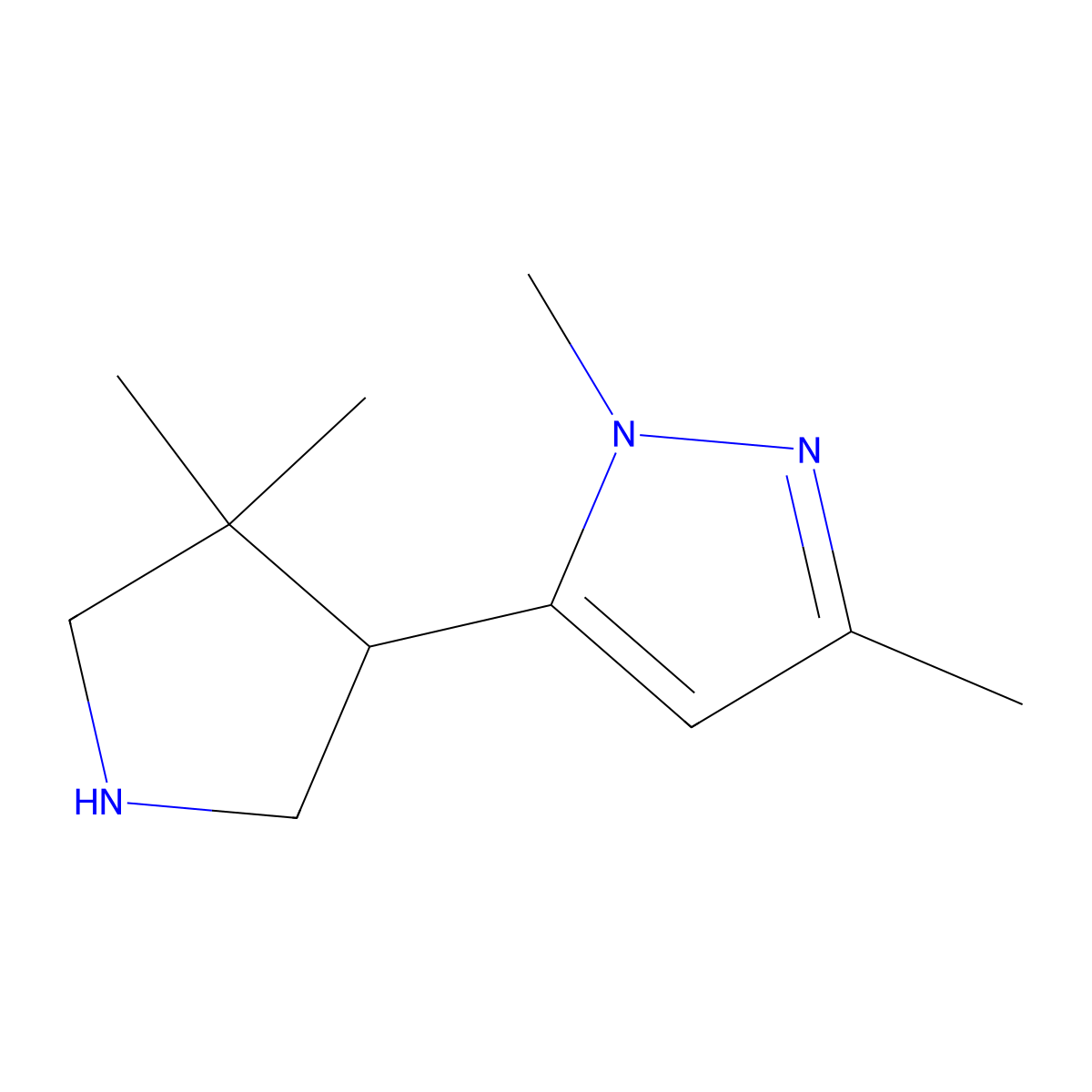 5-(4,4-Dimethylpyrrolidin-3-yl)-1,3-dimethyl-1H-pyrazole molecular structure, CAS 2060028-88-6